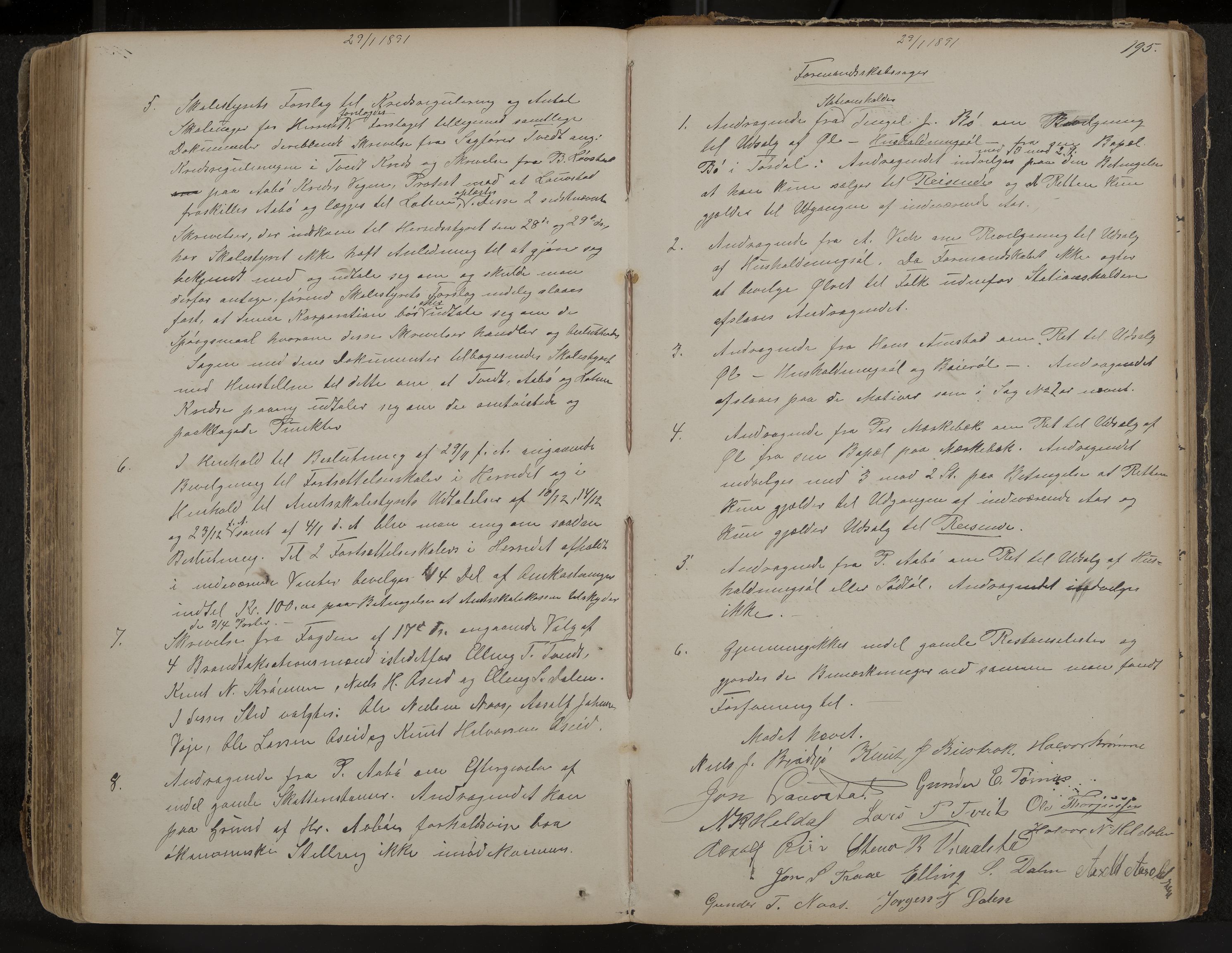 Drangedal formannskap og sentraladministrasjon, IKAK/0817021/A/L0002: Møtebok, 1870-1892, p. 195