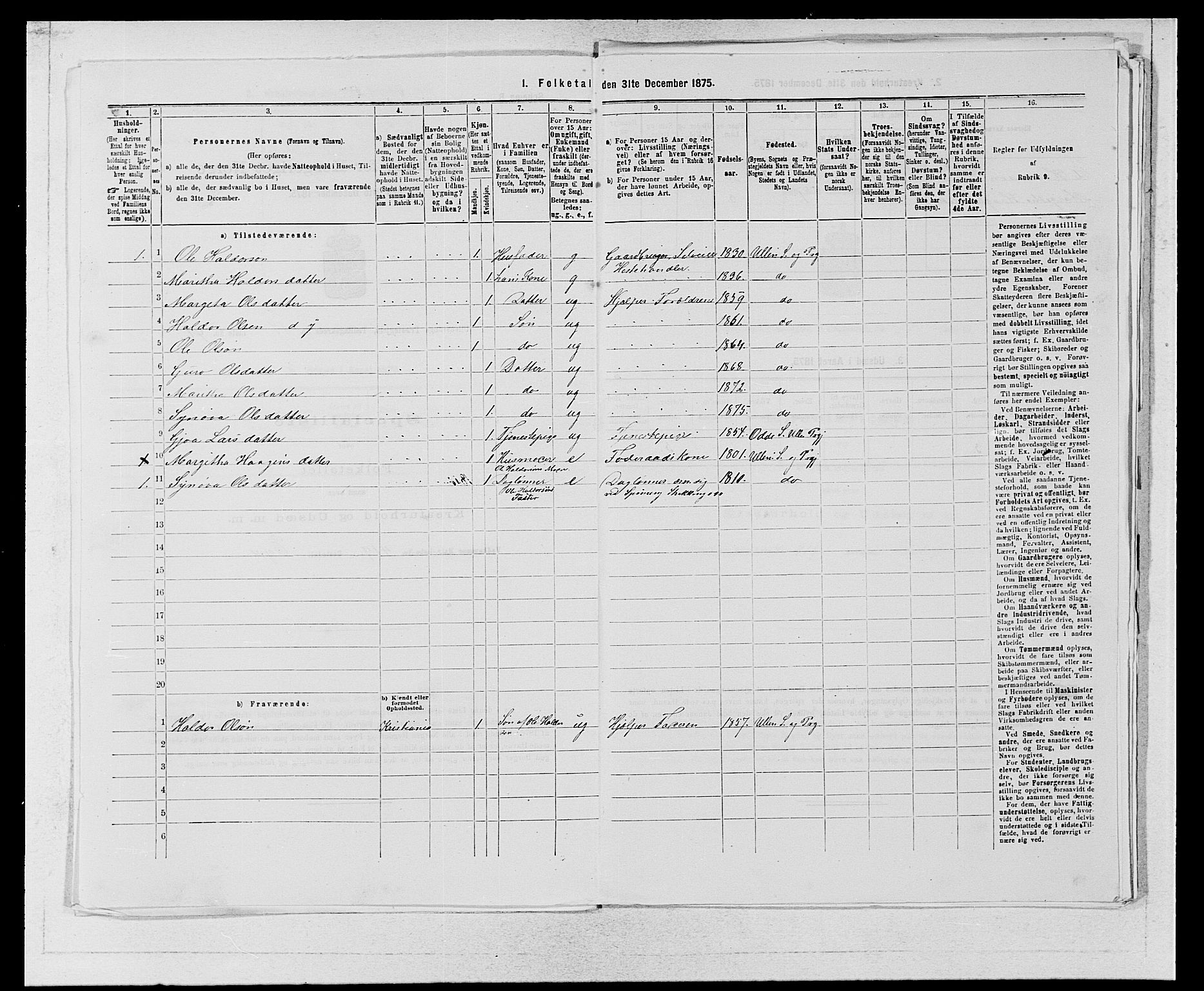 SAB, 1875 census for 1230P Ullensvang, 1875, p. 1838