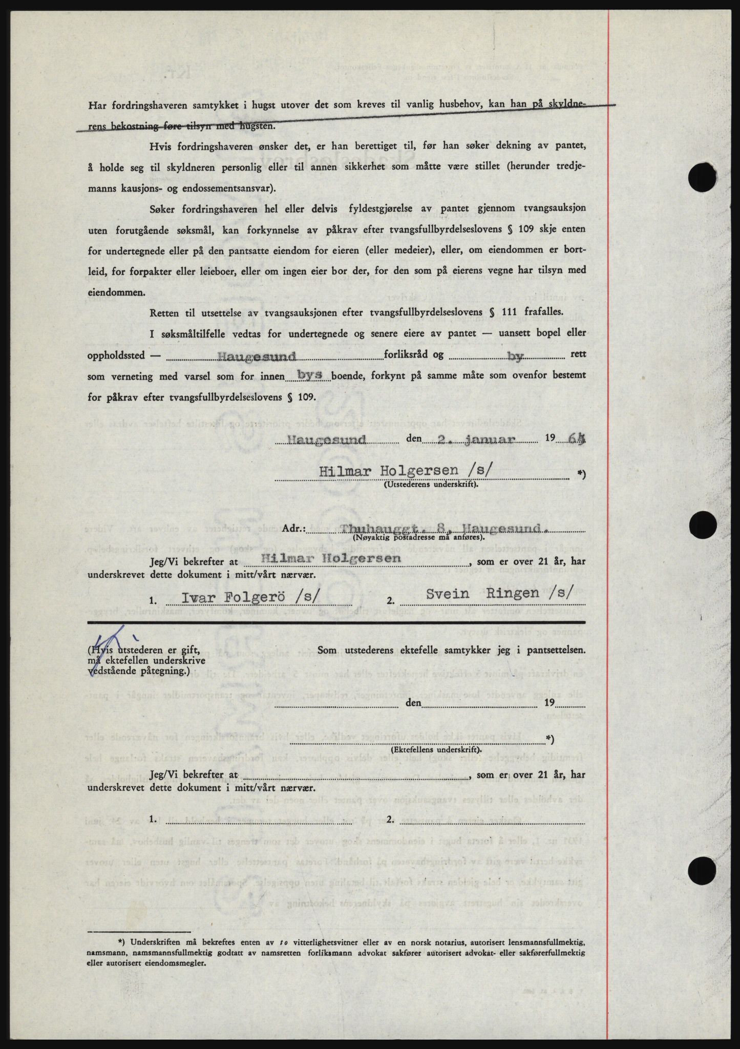 Haugesund tingrett, SAST/A-101415/01/II/IIC/L0053: Mortgage book no. B 53, 1965-1965, Diary no: : 8/1965