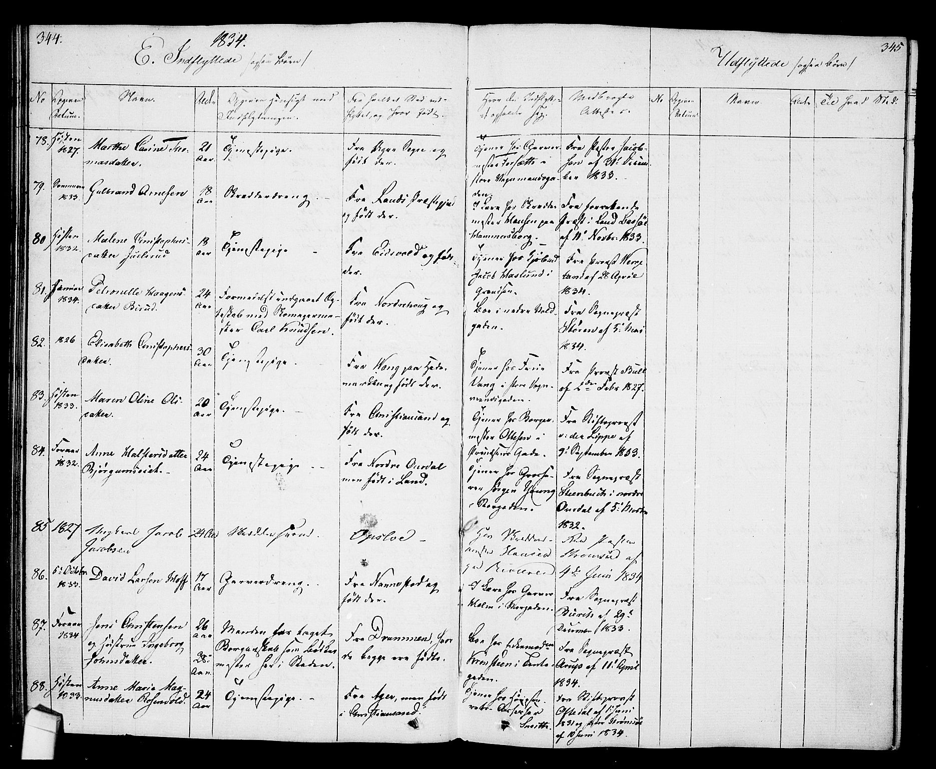 Oslo domkirke Kirkebøker, SAO/A-10752/F/Fa/L0027: Parish register (official) no. 27, 1828-1840, p. 344-345