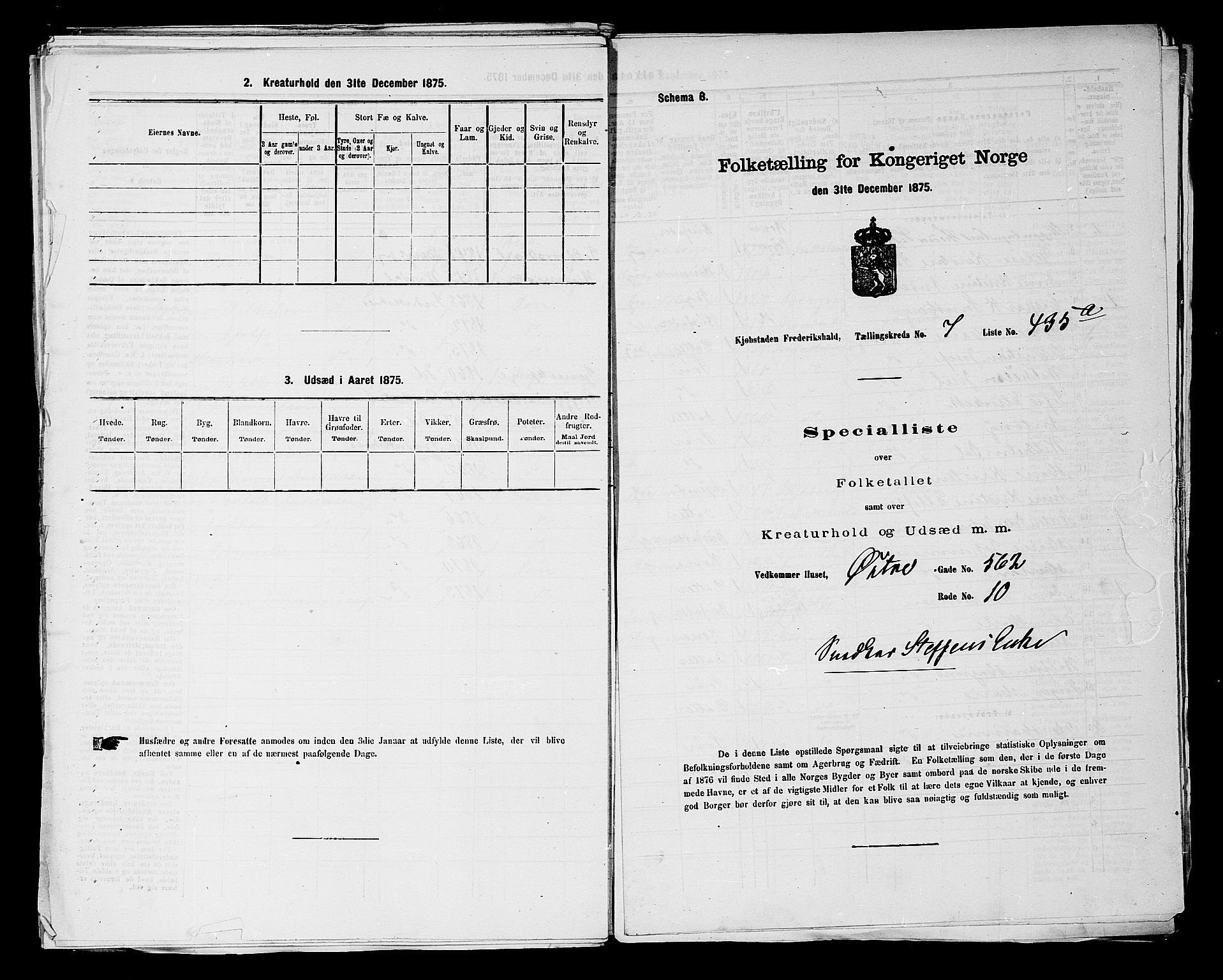 RA, 1875 census for 0101P Fredrikshald, 1875, p. 1091