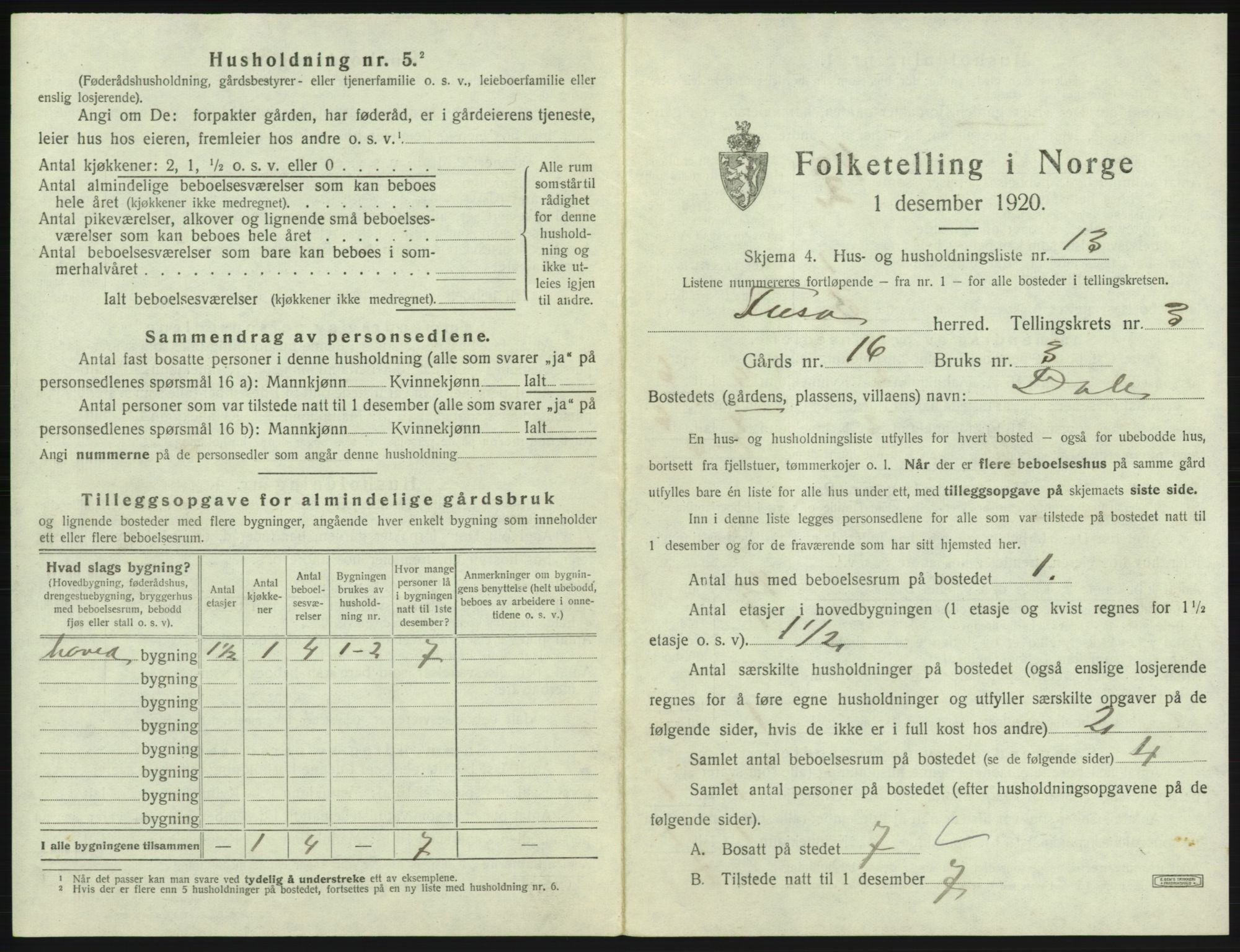 SAB, 1920 census for Fusa, 1920, p. 164