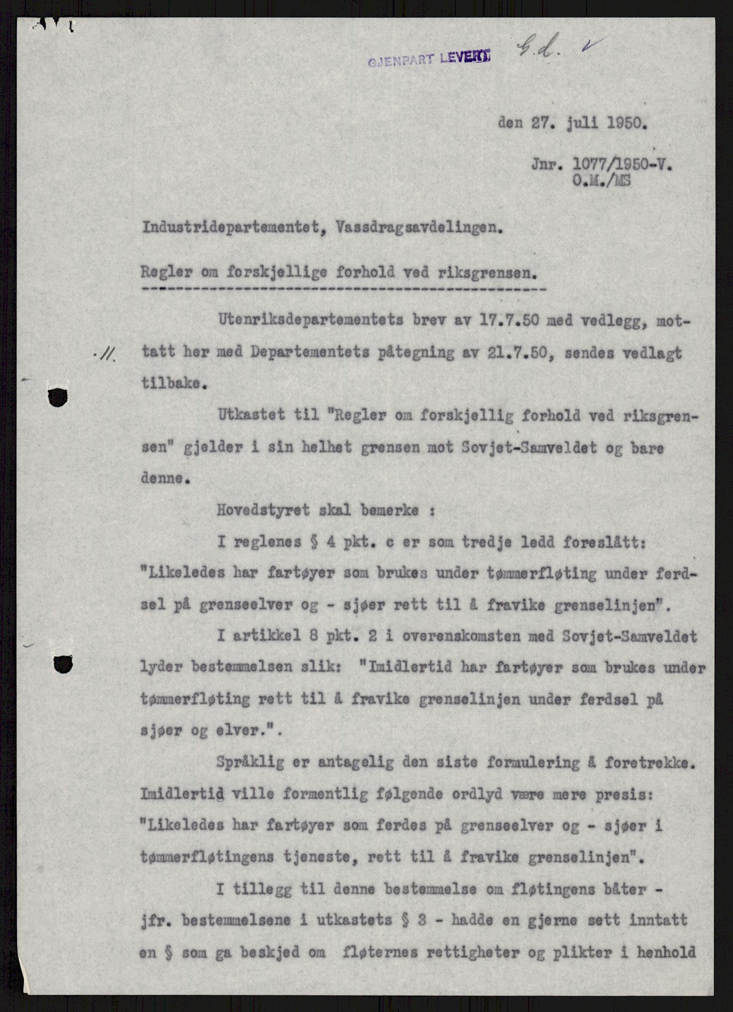 Vassdragsdirektoratet/avdelingen, AV/RA-S-6242/F/Fa/L0537: Pasvikelva, 1932-1955, p. 764