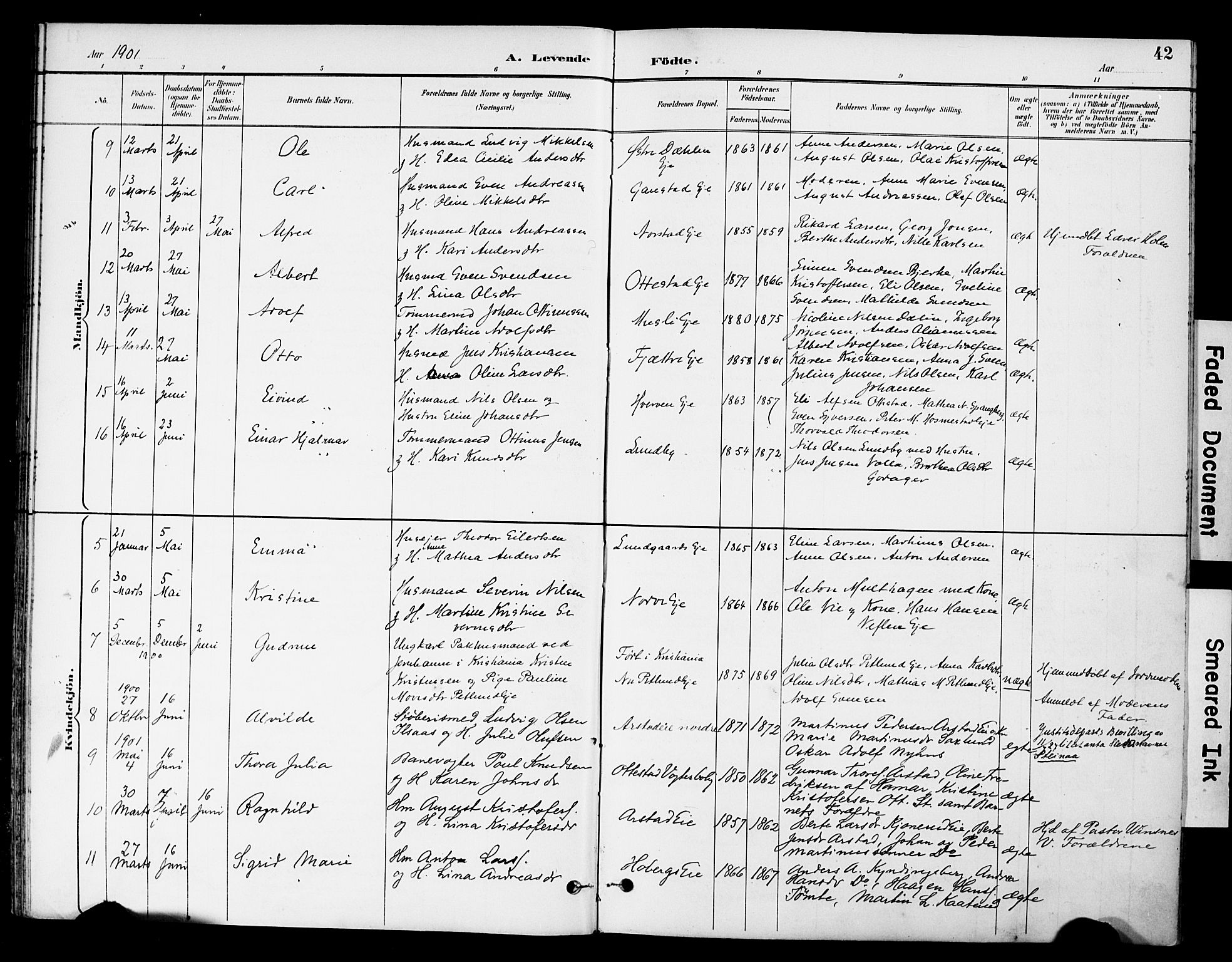 Stange prestekontor, AV/SAH-PREST-002/K/L0021: Parish register (official) no. 21, 1891-1902, p. 42