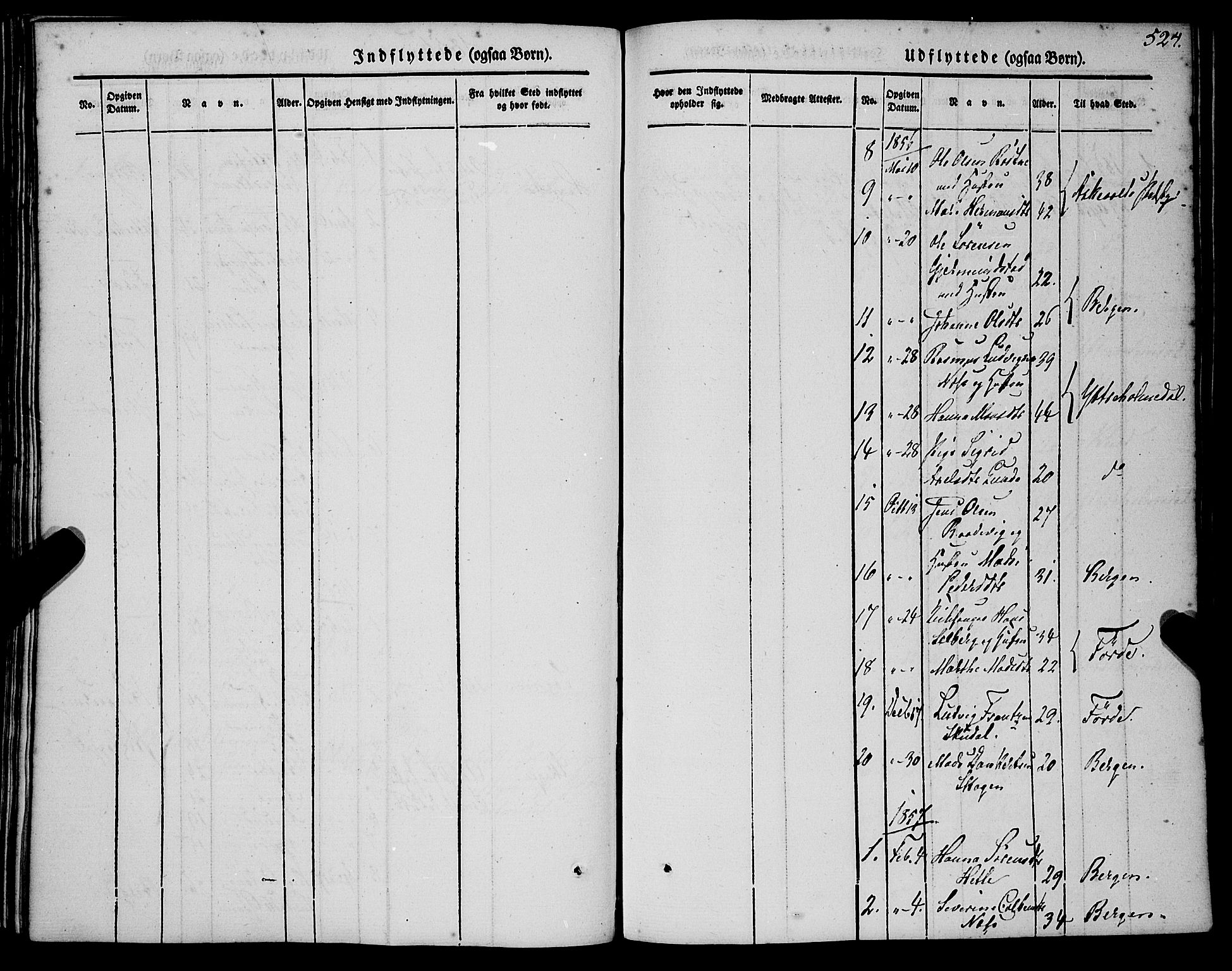 Gaular sokneprestembete, SAB/A-80001/H/Haa: Parish register (official) no. A 4II, 1841-1859, p. 524
