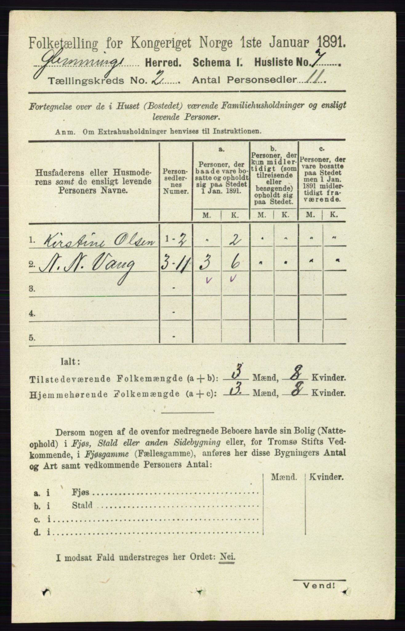 RA, 1891 census for 0132 Glemmen, 1891, p. 409