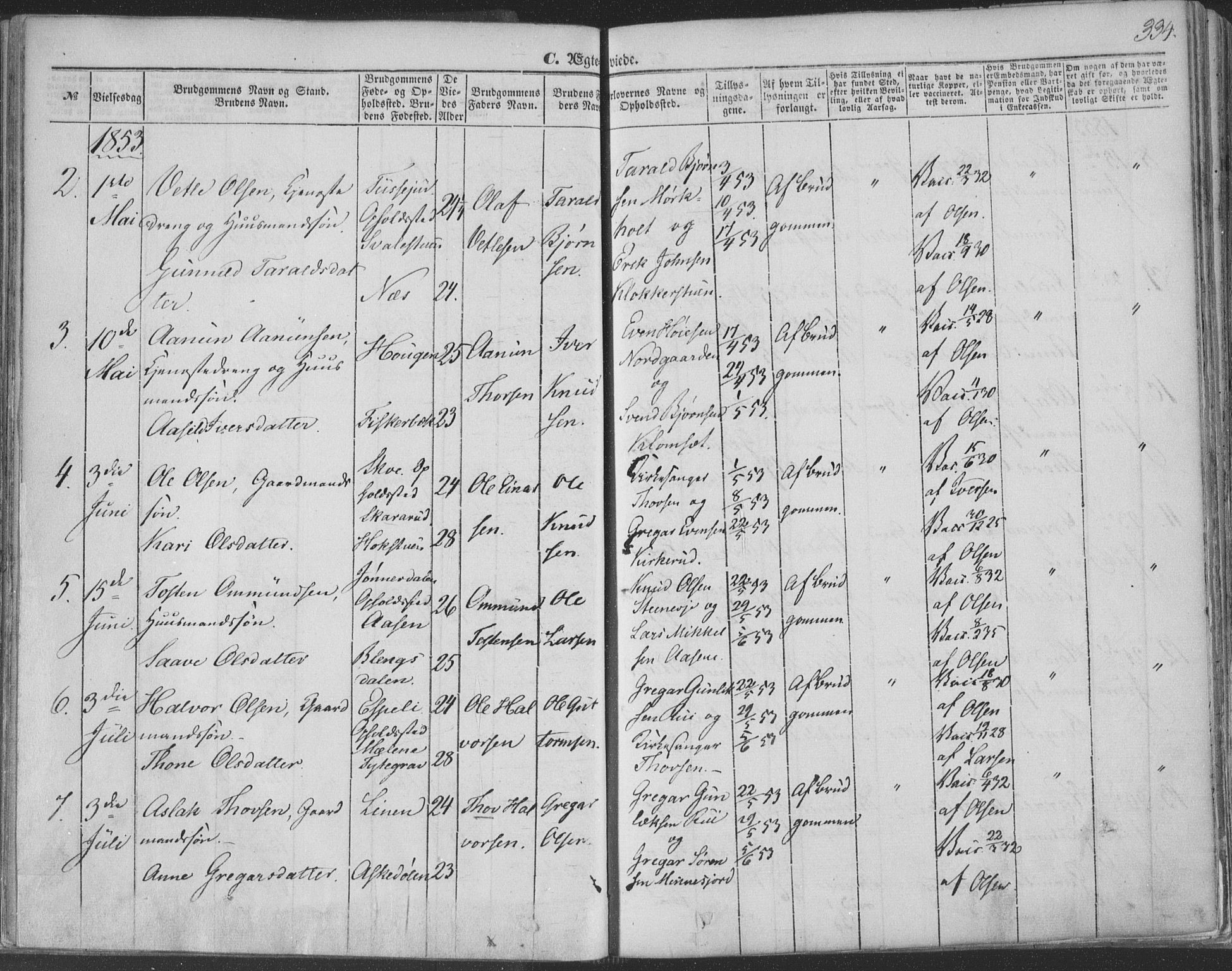 Seljord kirkebøker, SAKO/A-20/F/Fa/L012b: Parish register (official) no. I 12B, 1850-1865, p. 334