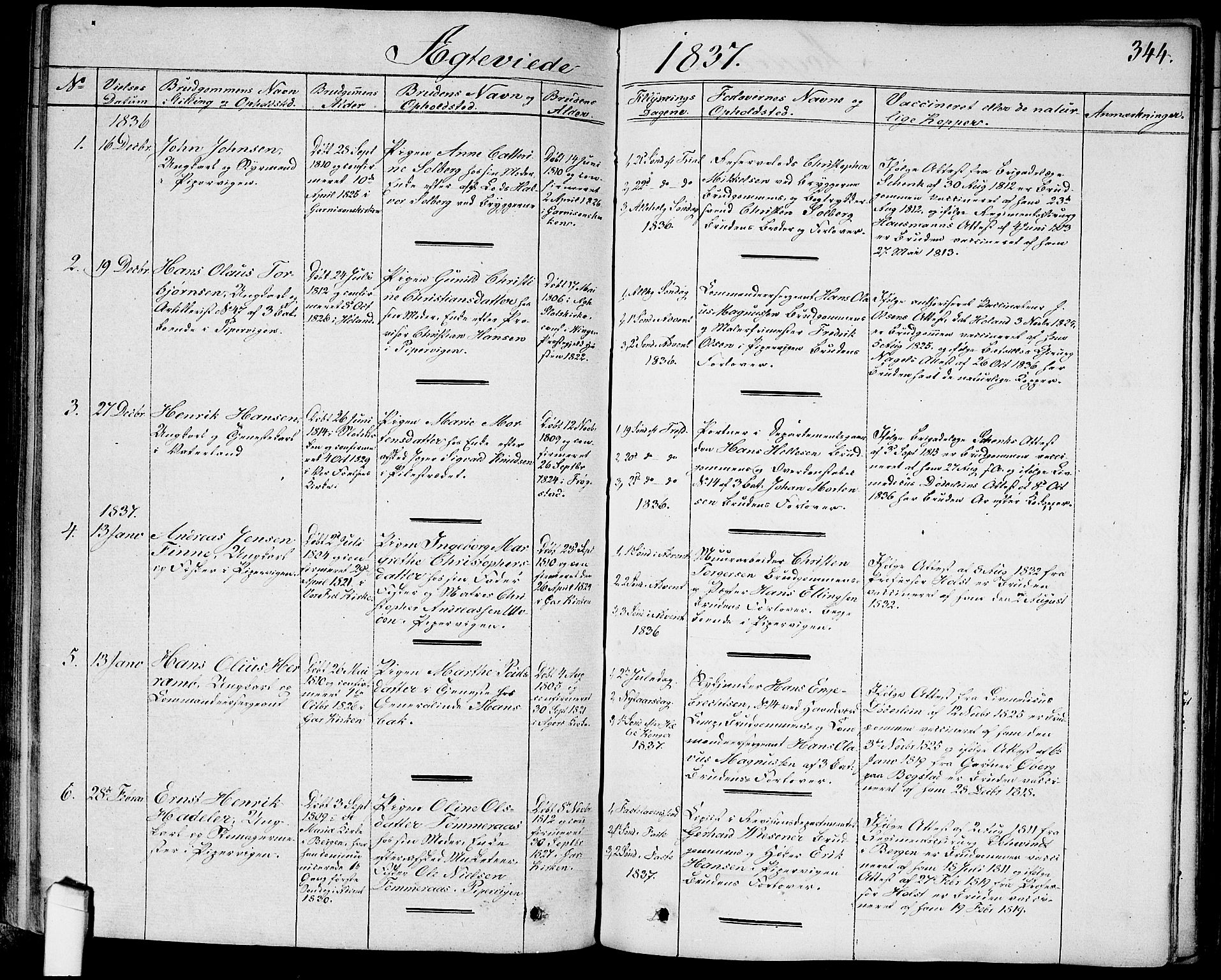 Garnisonsmenigheten Kirkebøker, SAO/A-10846/G/Ga/L0004: Parish register (copy) no. 4, 1828-1840, p. 344