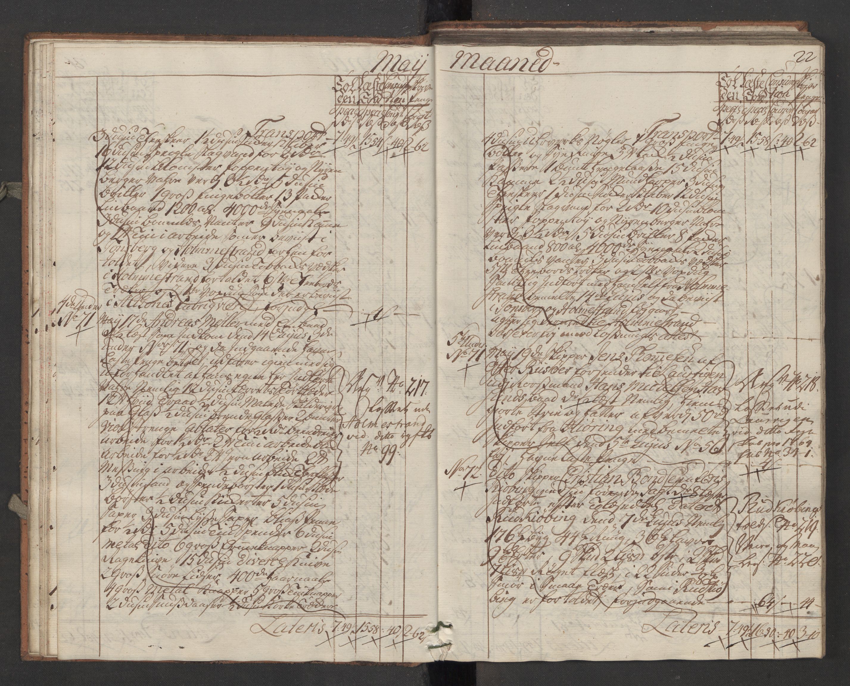 Generaltollkammeret, tollregnskaper, AV/RA-EA-5490/R13/L0036/0001: Tollregnskaper Kragerø / Inngående hovedtollbok, 1764, p. 21b-22a