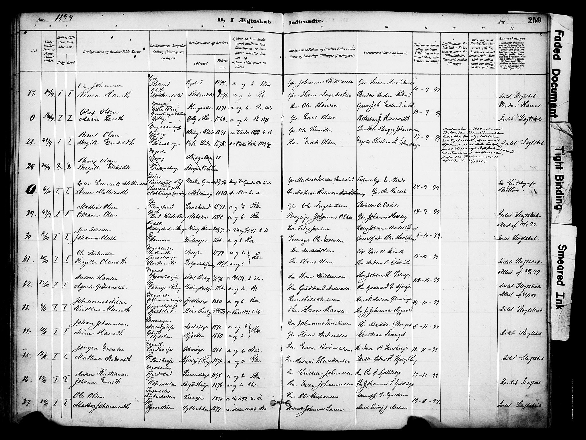 Ringsaker prestekontor, SAH/PREST-014/K/Ka/L0017: Parish register (official) no. 17, 1891-1902, p. 259
