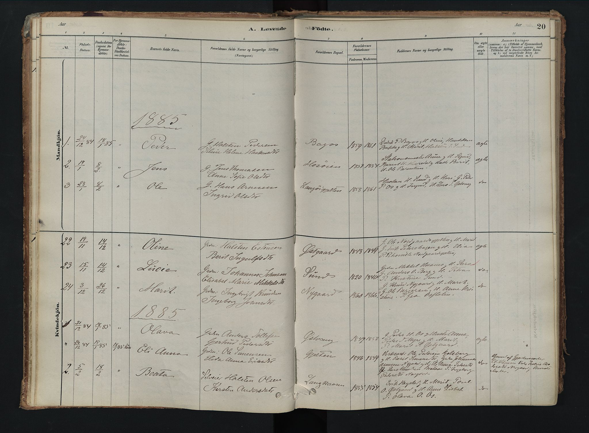 Tolga prestekontor, SAH/PREST-062/K/L0008: Parish register (official) no. 8, 1877-1910, p. 20