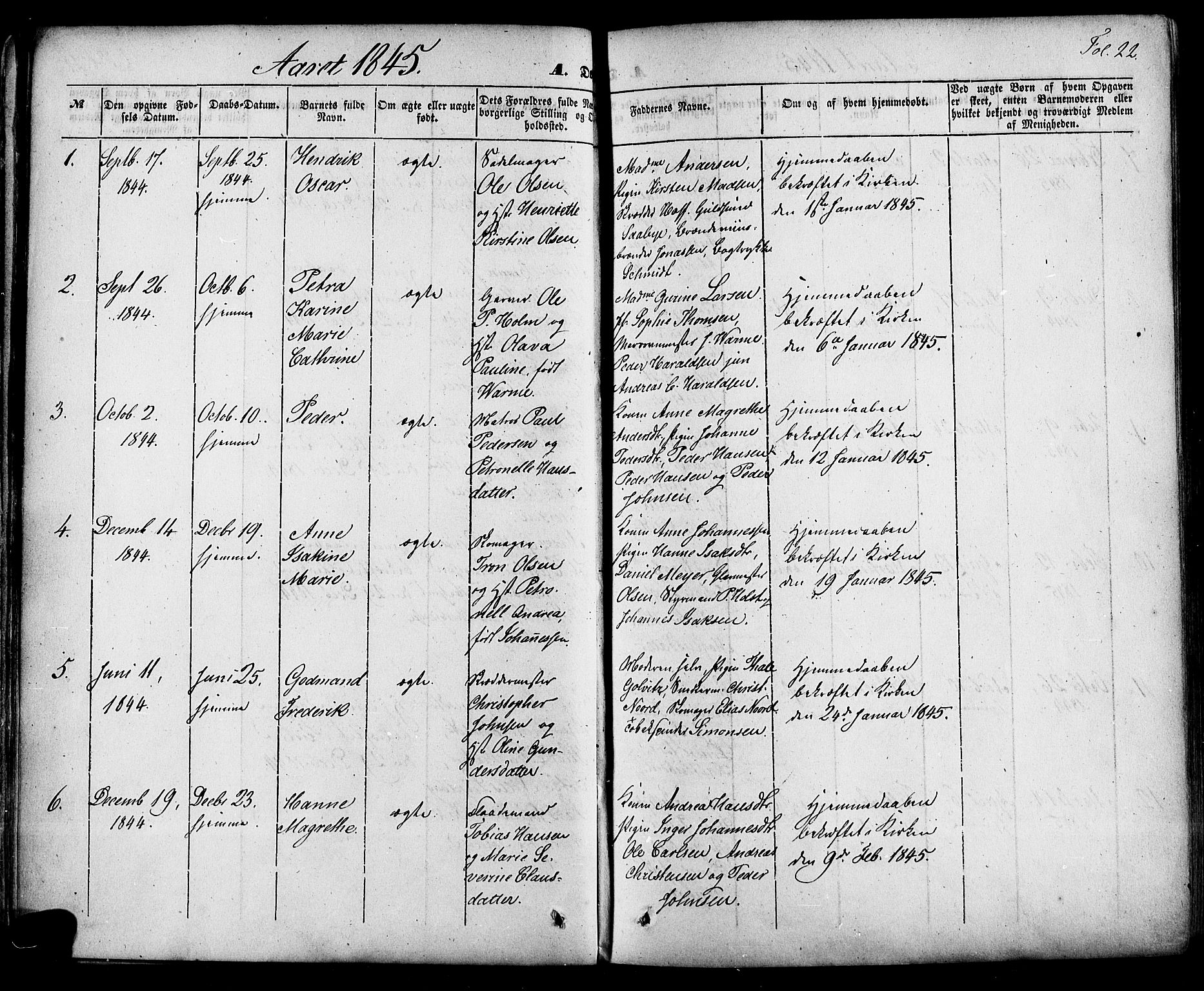 Skien kirkebøker, AV/SAKO-A-302/F/Fa/L0006a: Parish register (official) no. 6A, 1843-1856, p. 22