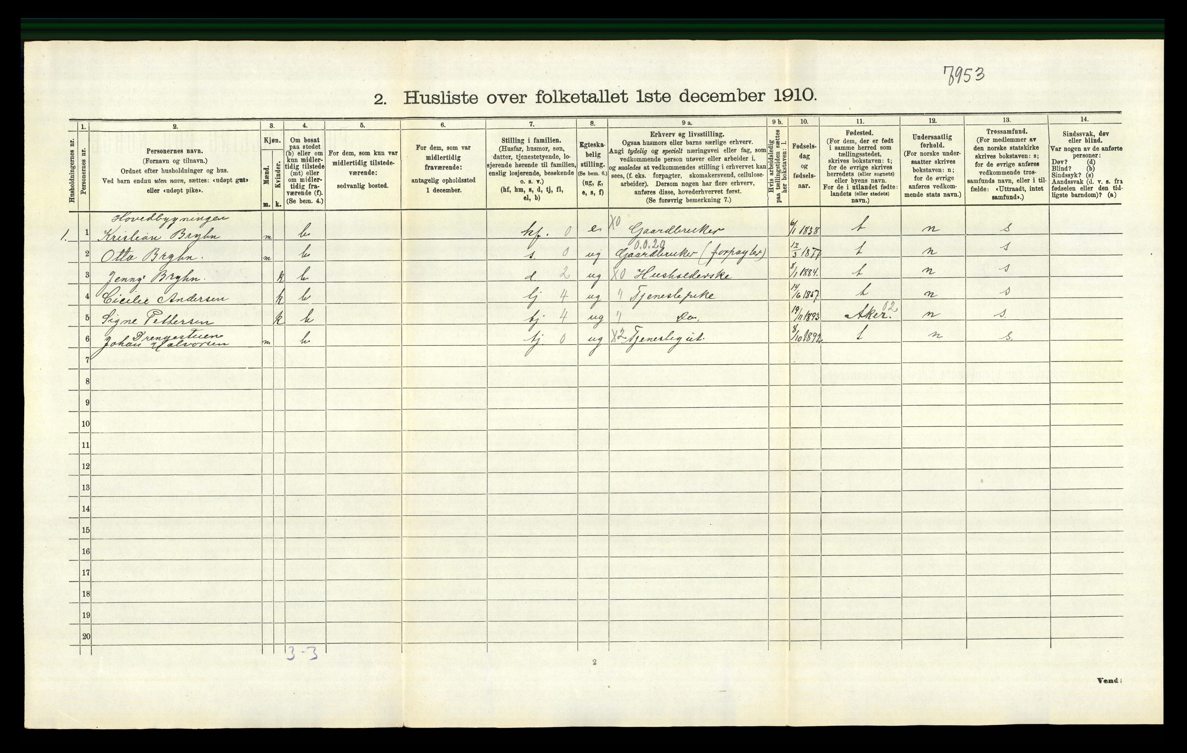 RA, 1910 census for Røyken, 1910, p. 568