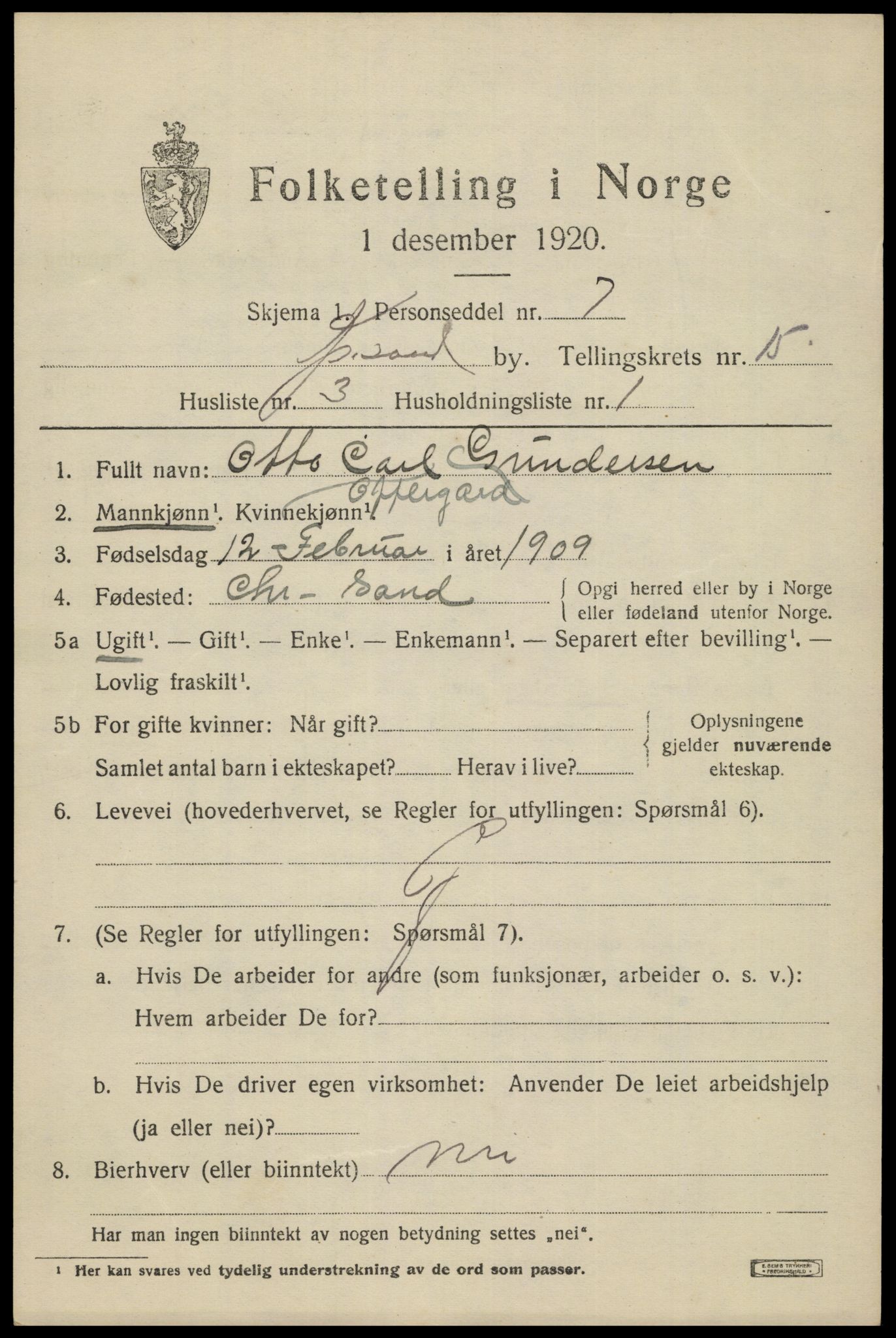 SAK, 1920 census for Kristiansand, 1920, p. 30041