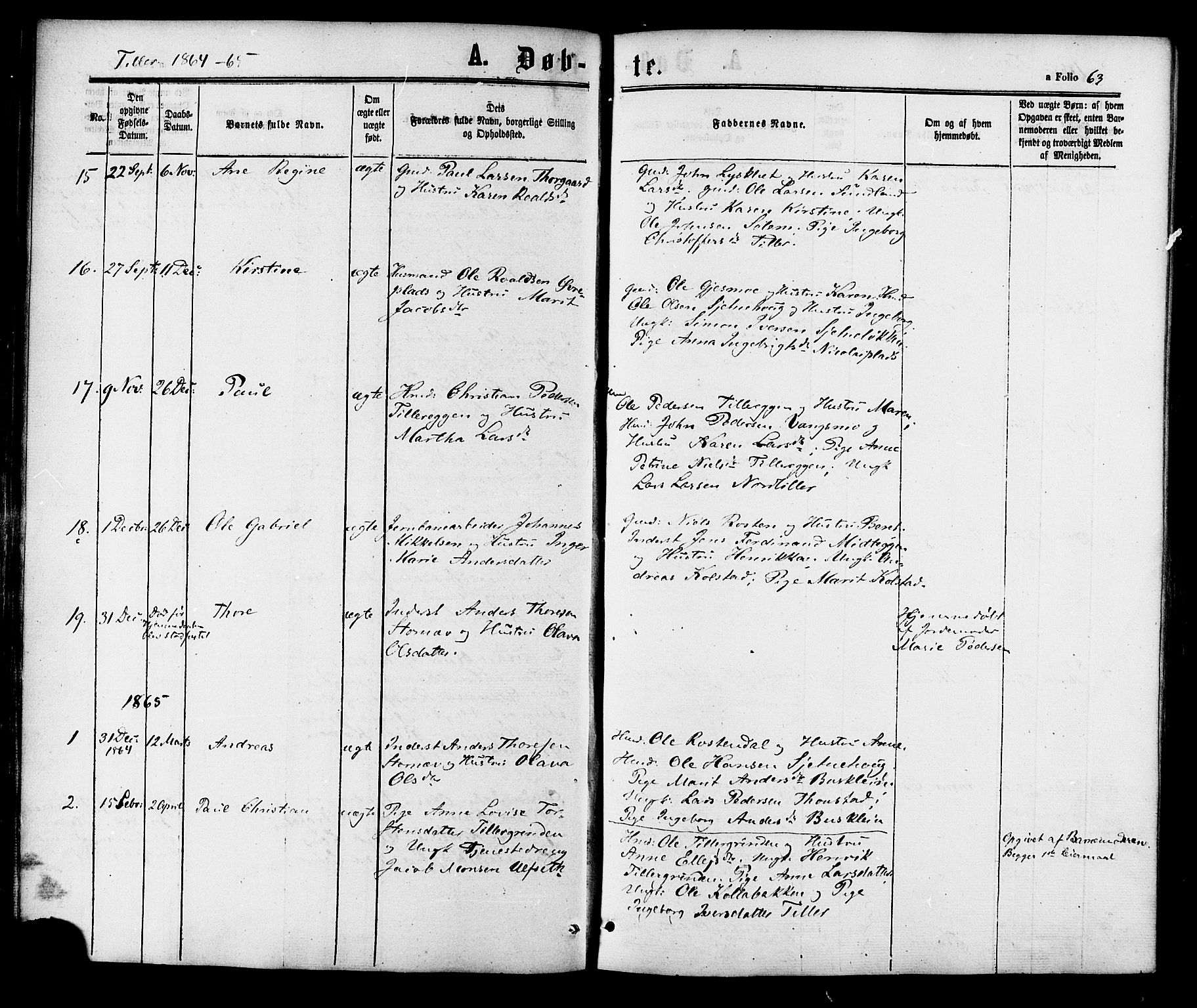 Ministerialprotokoller, klokkerbøker og fødselsregistre - Sør-Trøndelag, SAT/A-1456/618/L0443: Parish register (official) no. 618A06 /2, 1863-1879, p. 63