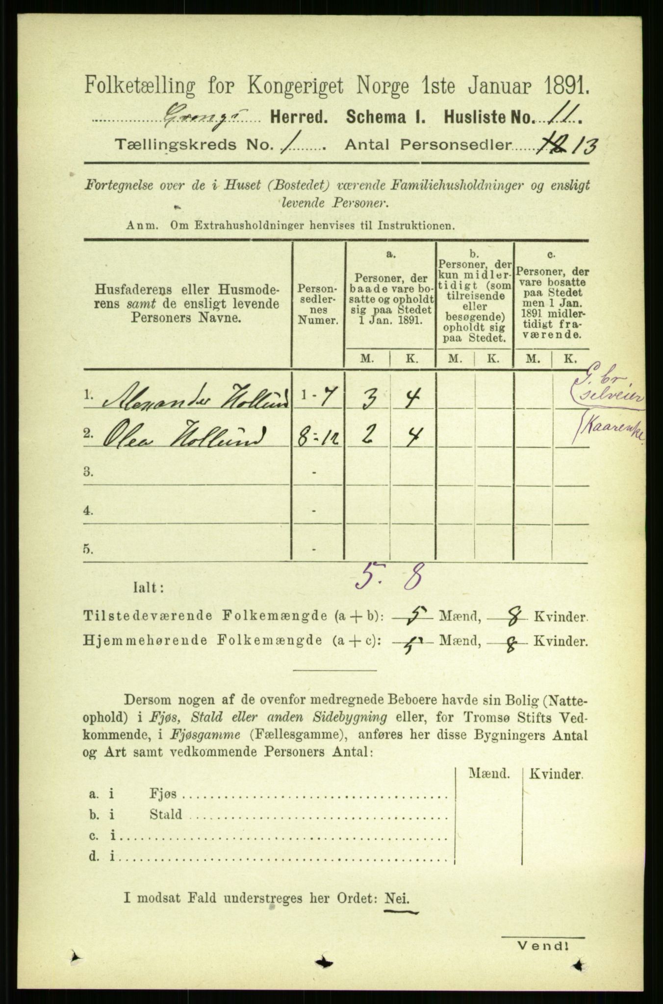 RA, 1891 census for 1742 Grong, 1891, p. 40