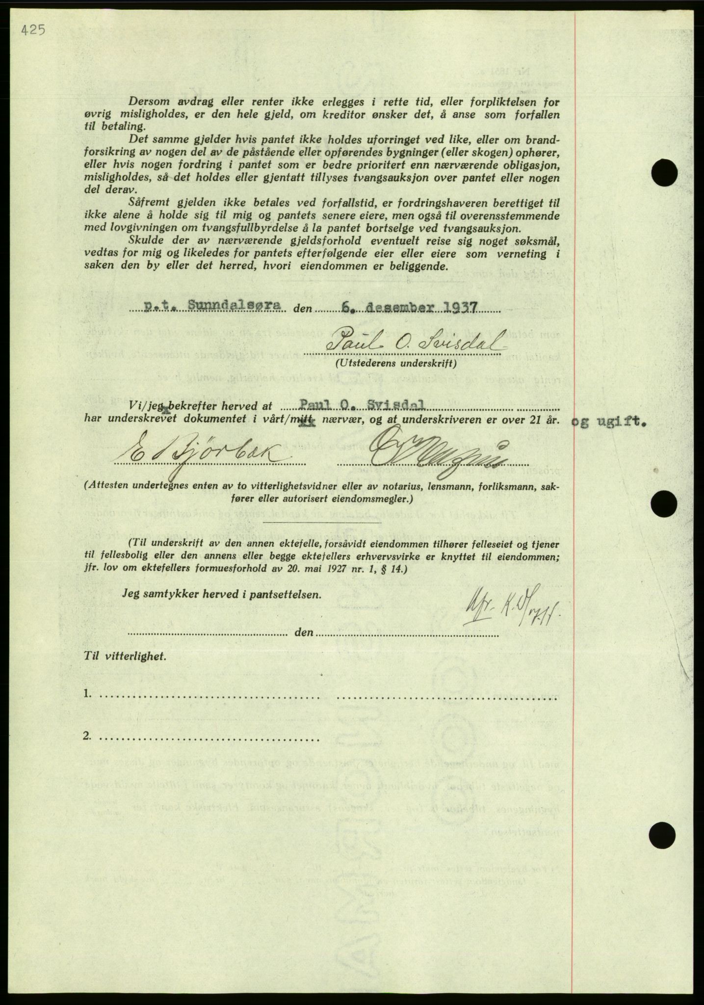 Nordmøre sorenskriveri, AV/SAT-A-4132/1/2/2Ca/L0092: Mortgage book no. B82, 1937-1938, Diary no: : 3008/1937