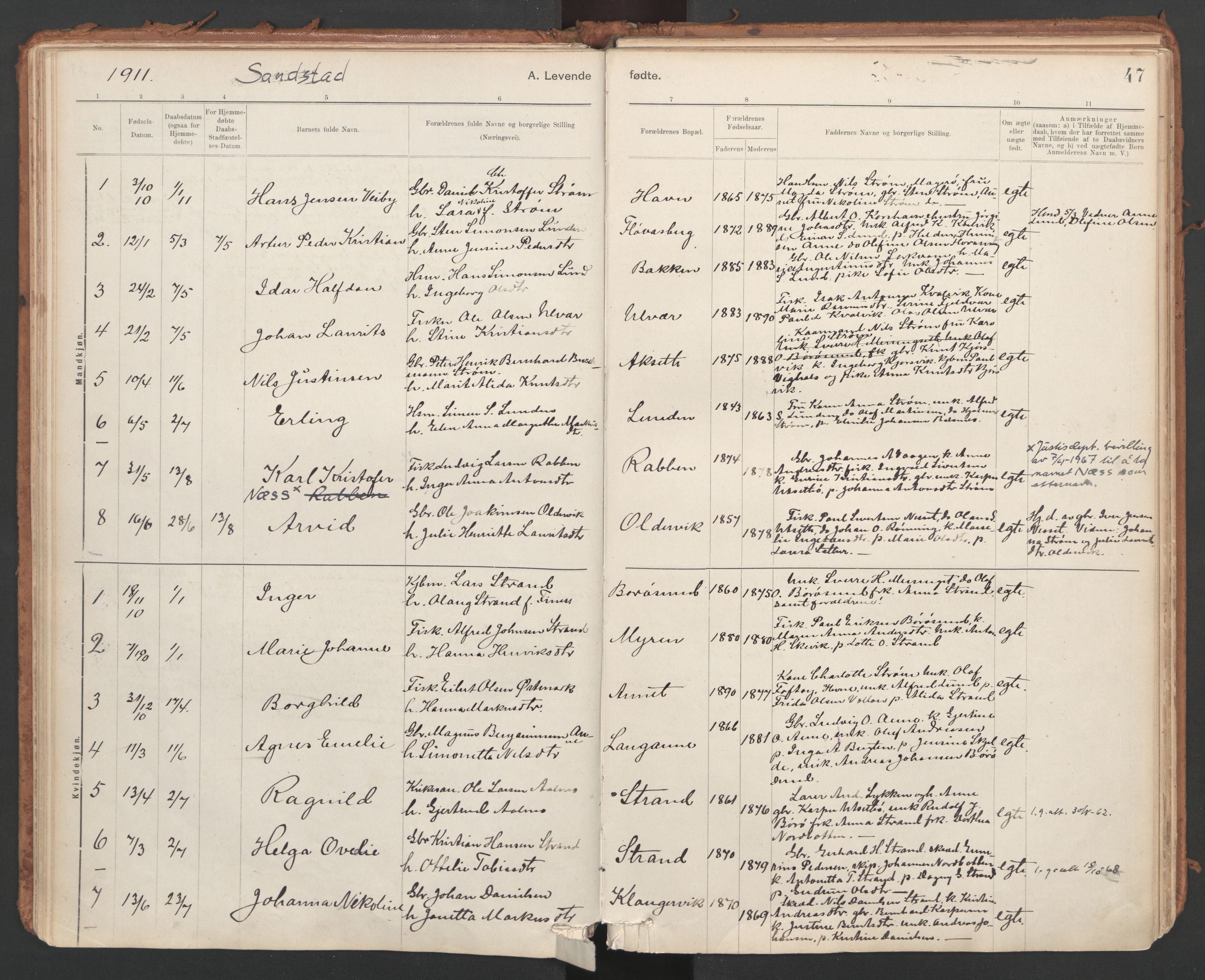 Ministerialprotokoller, klokkerbøker og fødselsregistre - Sør-Trøndelag, SAT/A-1456/639/L0572: Parish register (official) no. 639A01, 1890-1920, p. 47