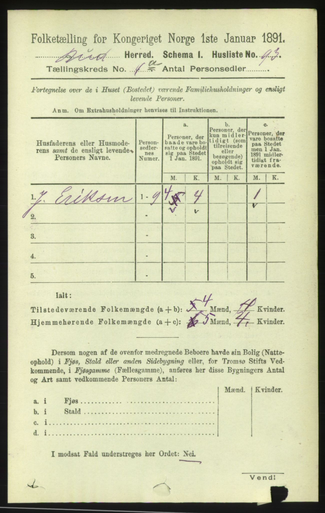 RA, 1891 census for 1549 Bud, 1891, p. 2157