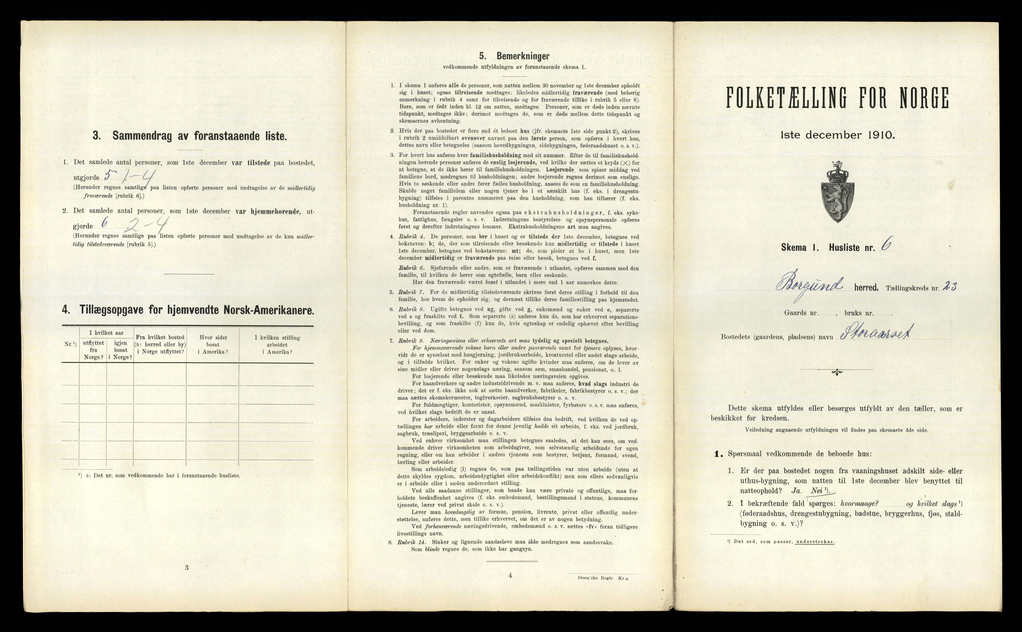 RA, 1910 census for Borgund, 1910, p. 1769