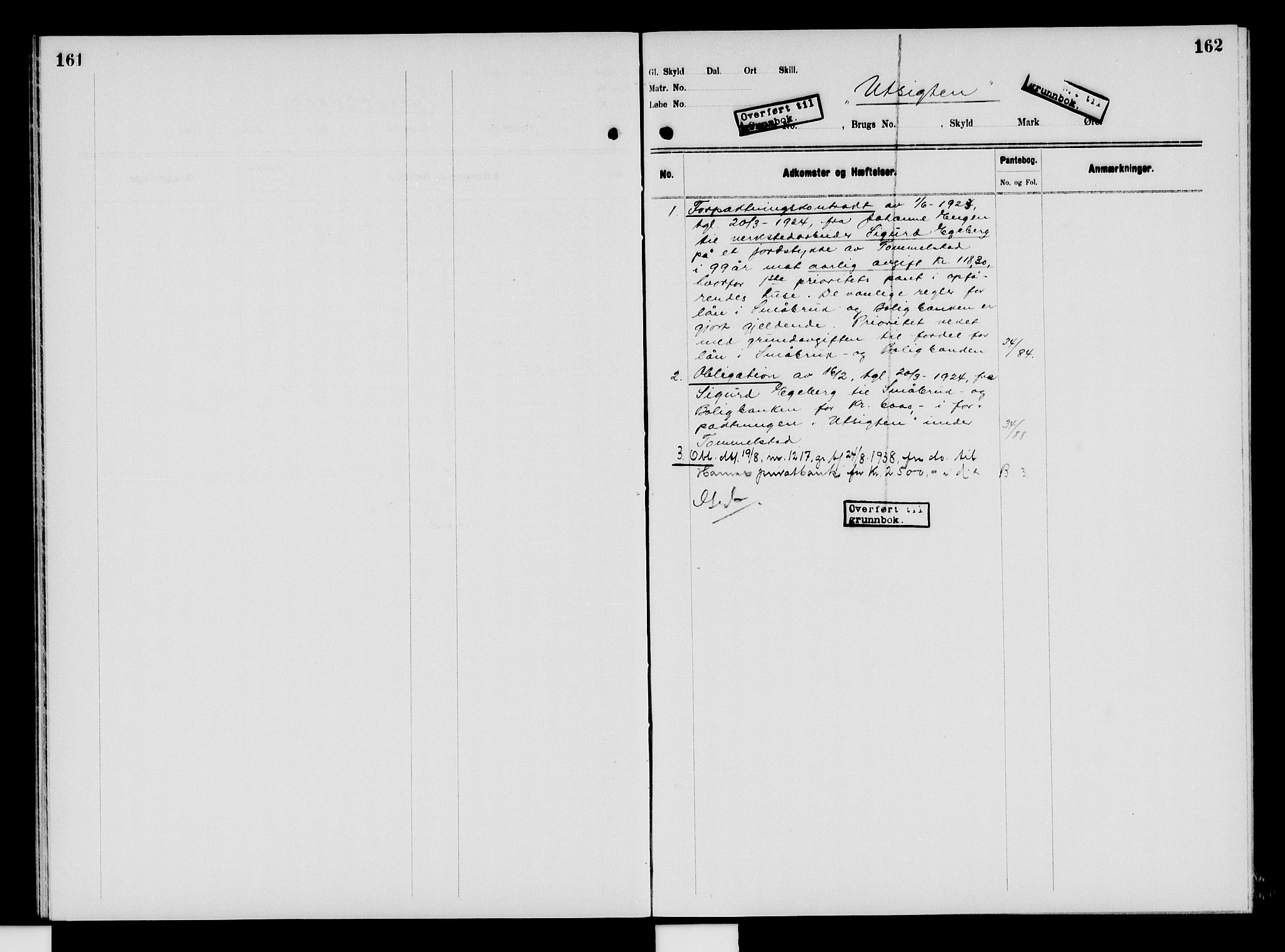 Nord-Hedmark sorenskriveri, SAH/TING-012/H/Ha/Had/Hade/L0009: Mortgage register no. 4.9, 1924-1940, p. 161-162