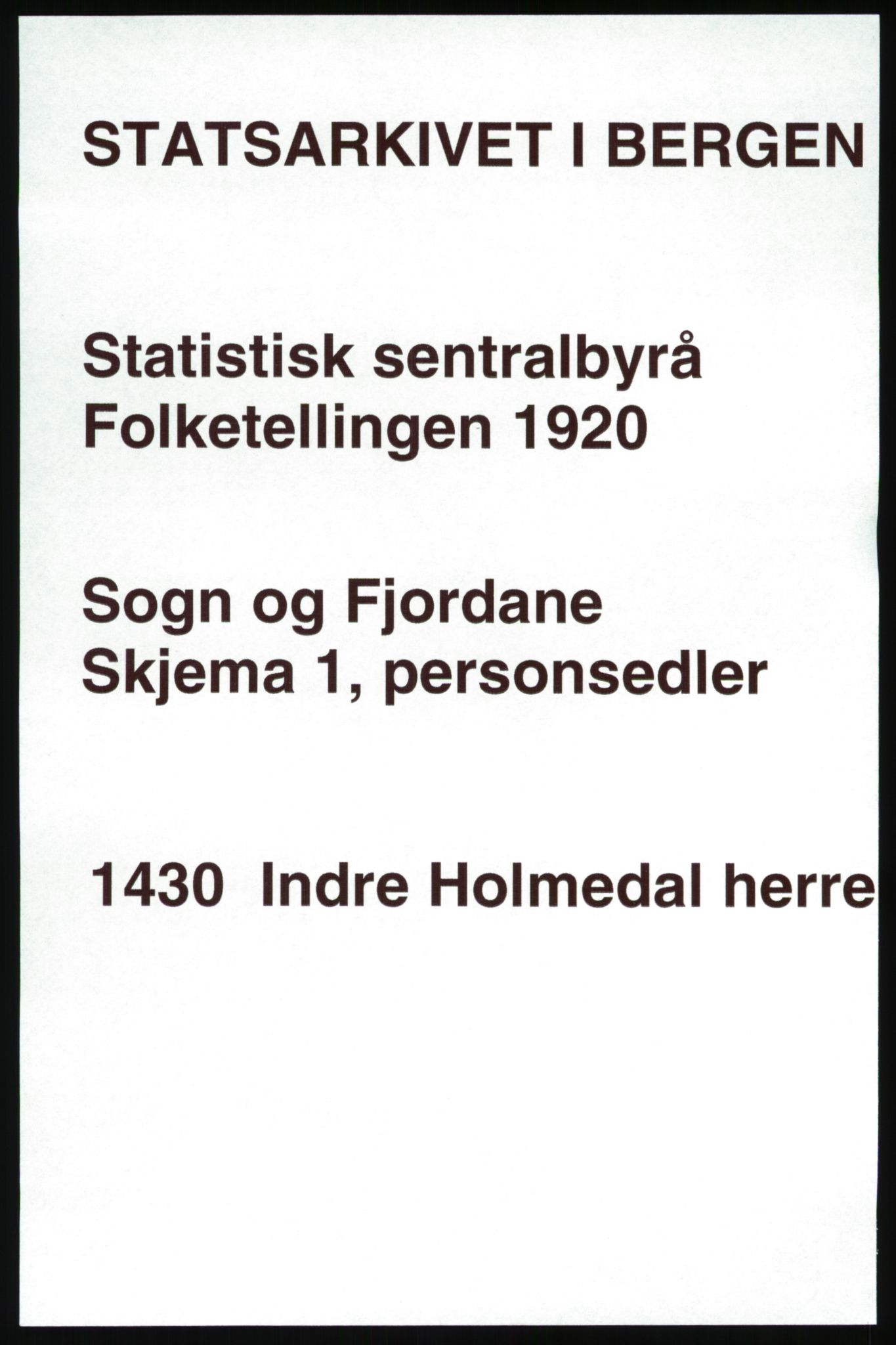 SAB, 1920 census for Gaular, 1920, p. 1264