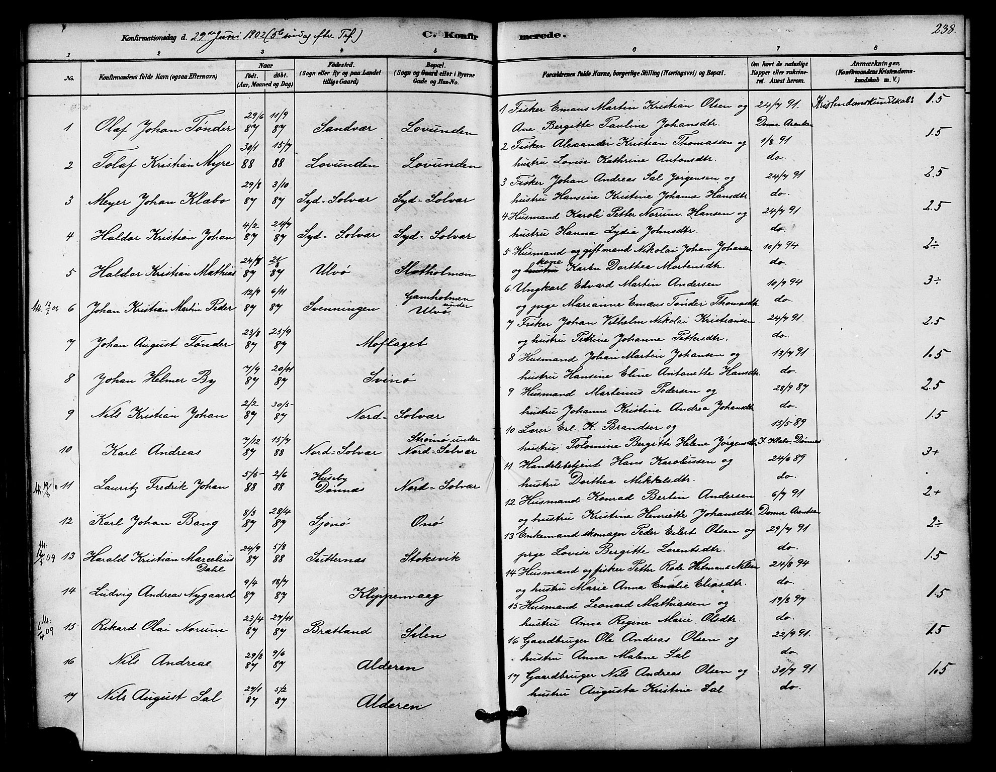 Ministerialprotokoller, klokkerbøker og fødselsregistre - Nordland, AV/SAT-A-1459/839/L0568: Parish register (official) no. 839A05, 1880-1902, p. 238