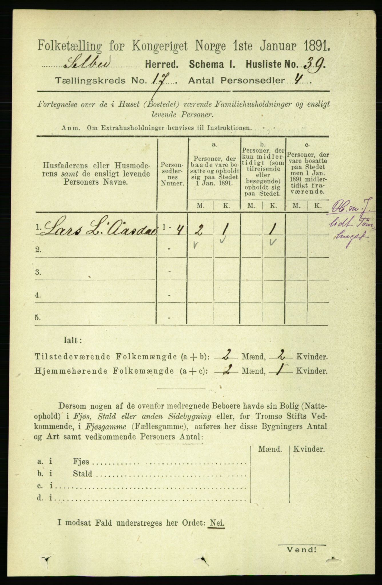 RA, 1891 census for 1664 Selbu, 1891, p. 6041