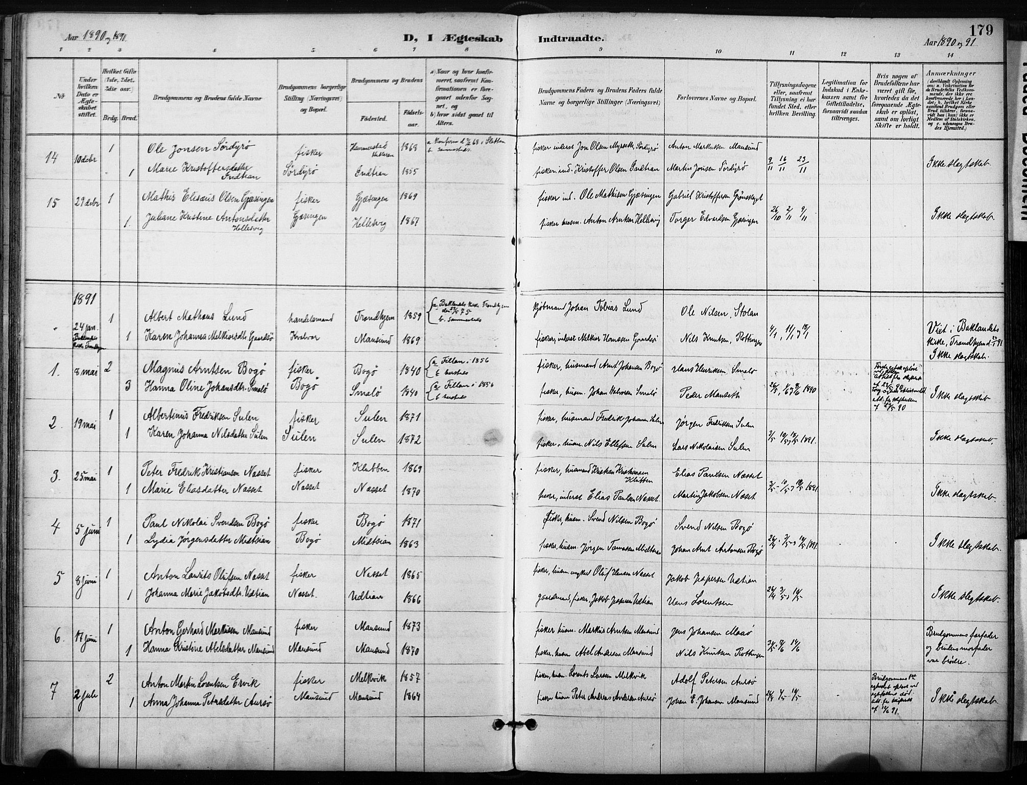 Ministerialprotokoller, klokkerbøker og fødselsregistre - Sør-Trøndelag, SAT/A-1456/640/L0579: Parish register (official) no. 640A04, 1889-1902, p. 179