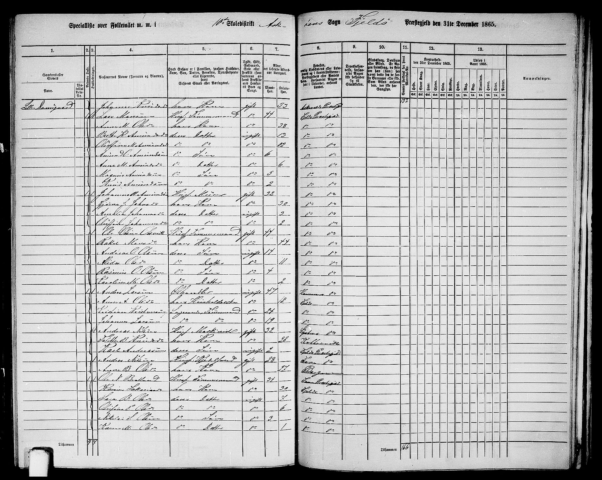 RA, 1865 census for Fjell, 1865, p. 236