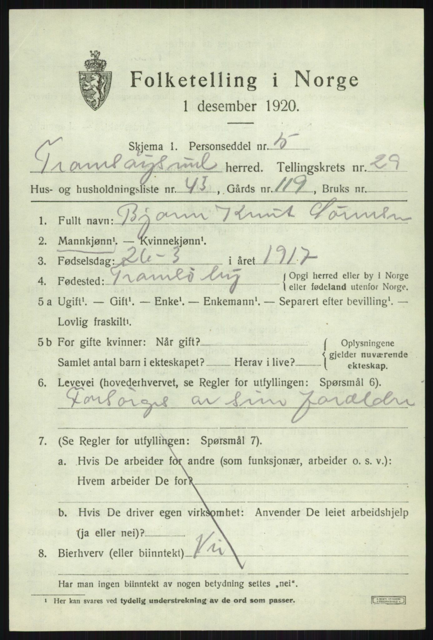 SATØ, 1920 census for Tromsøysund, 1920, p. 13874
