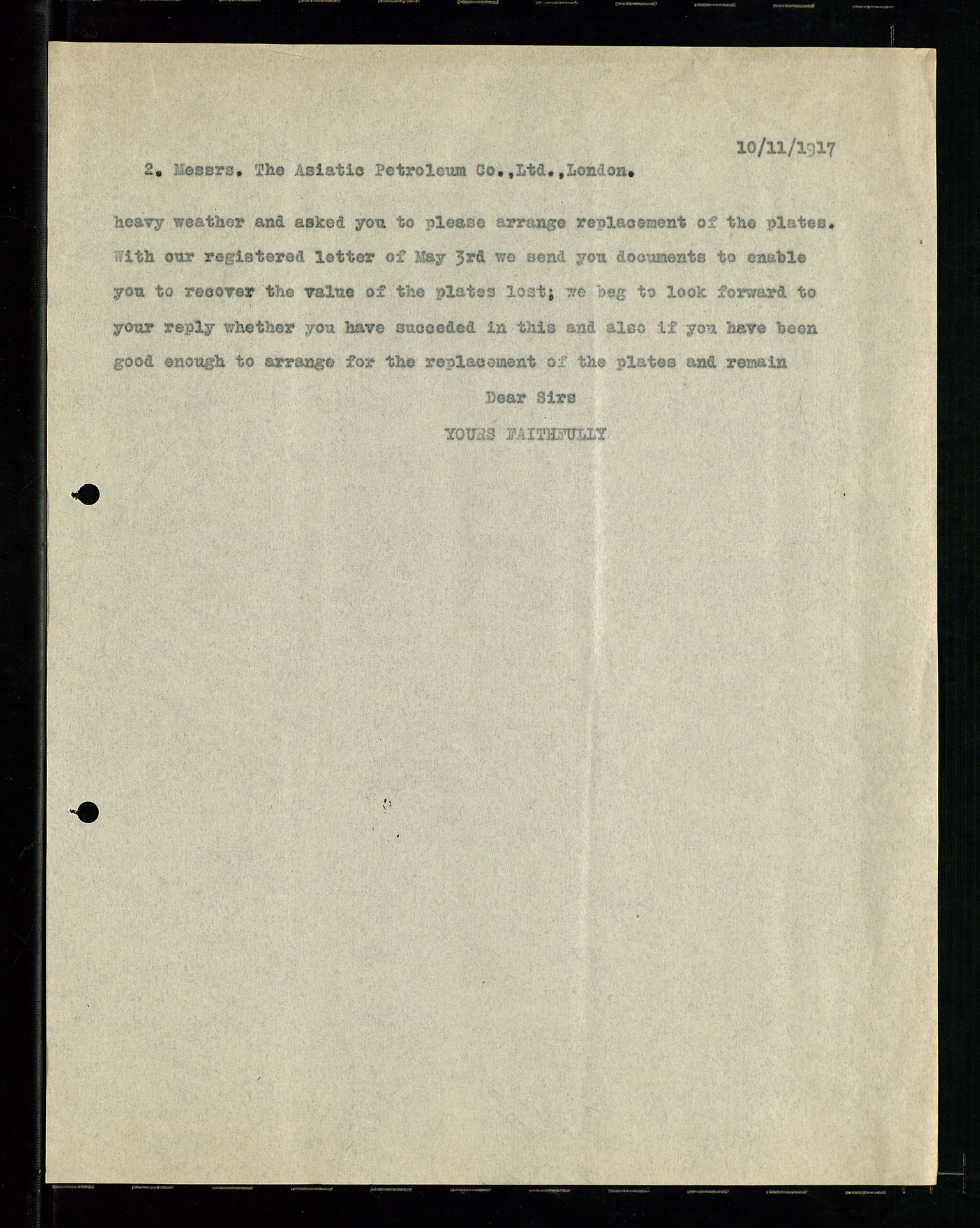 Pa 1521 - A/S Norske Shell, AV/SAST-A-101915/E/Ea/Eaa/L0001: Sjefskorrespondanse, 1917, p. 82