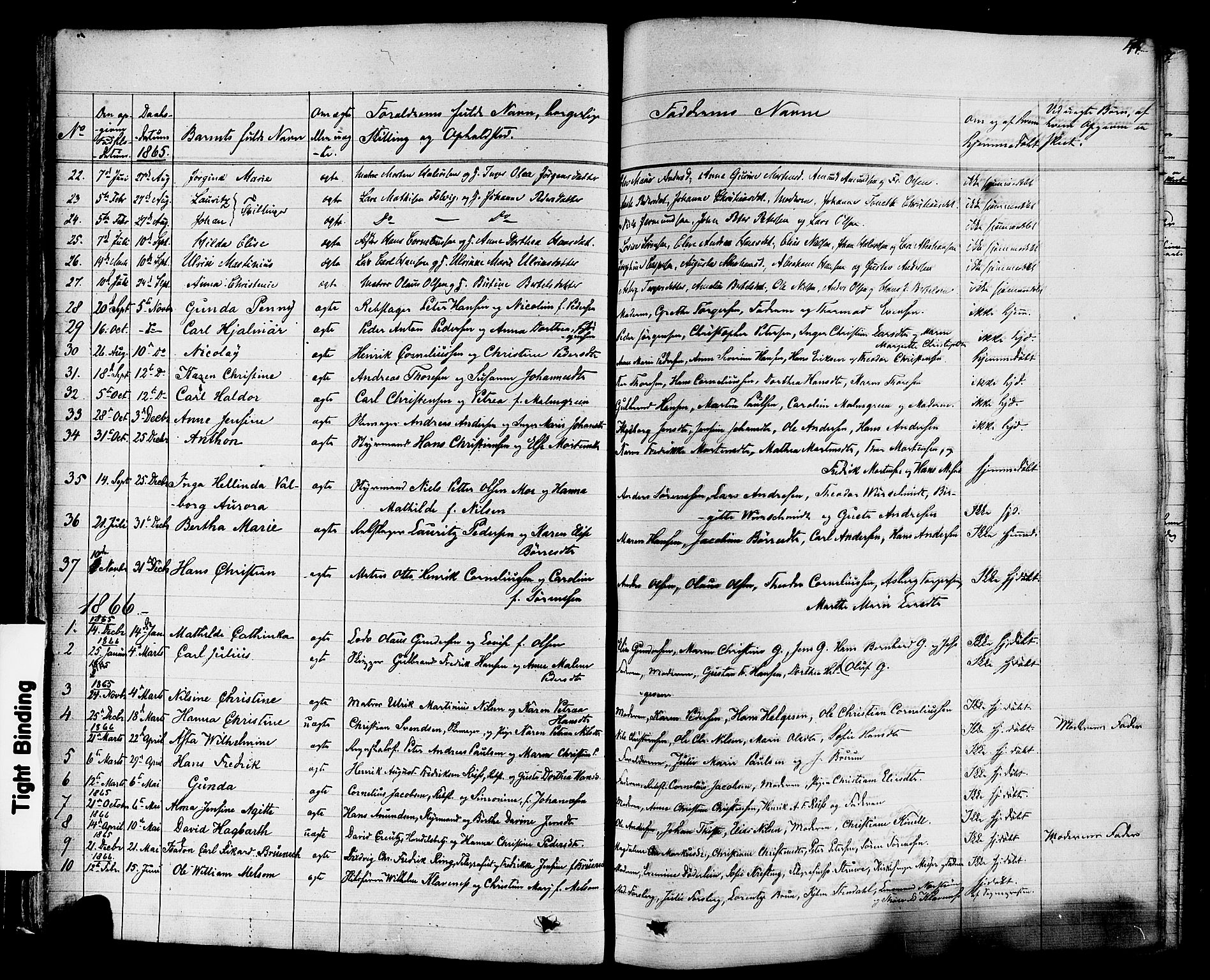 Stavern kirkebøker, SAKO/A-318/F/Fa/L0007: Parish register (official) no. 7, 1840-1877, p. 44