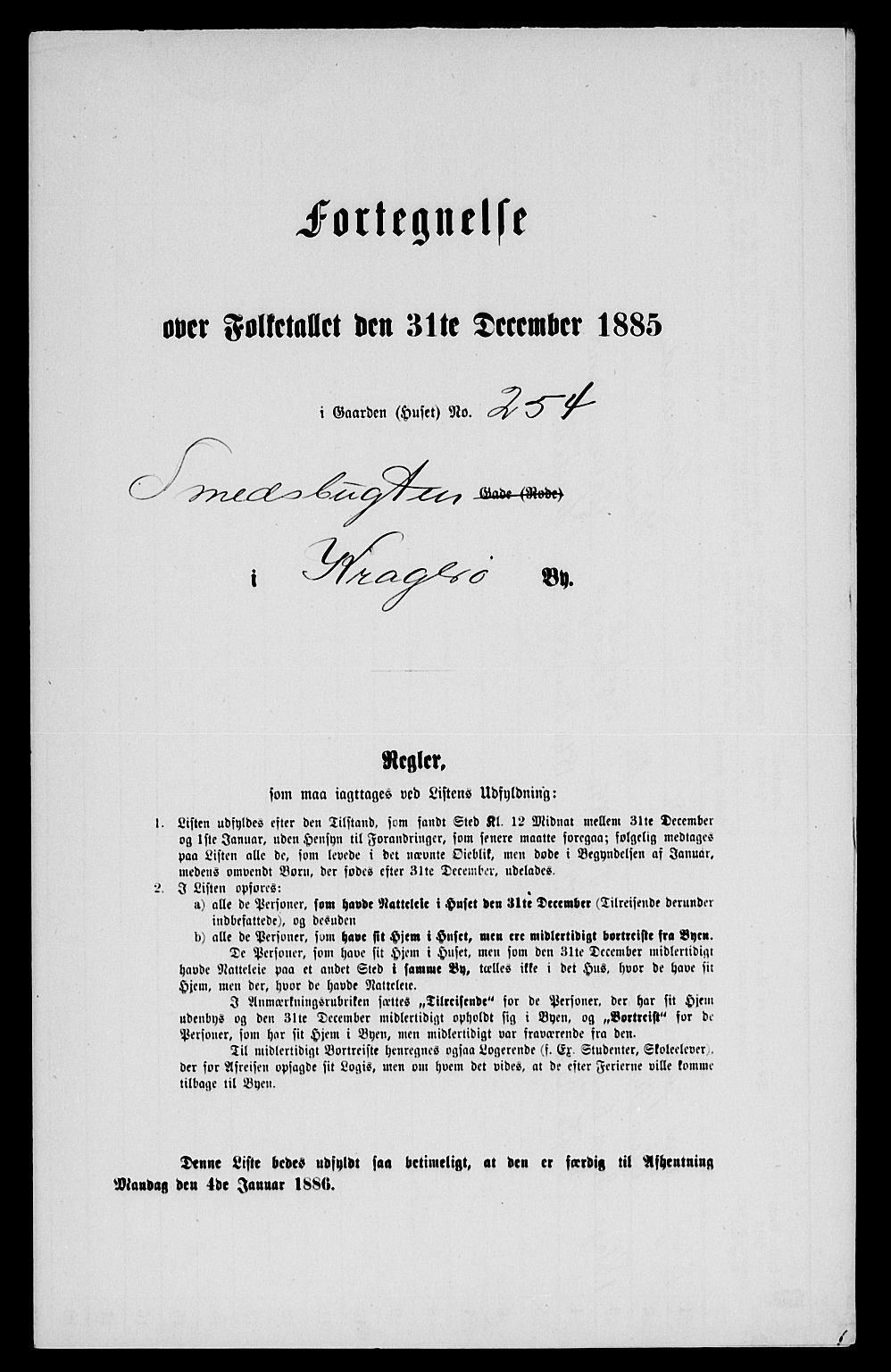 SAKO, 1885 census for 0801 Kragerø, 1885, p. 286