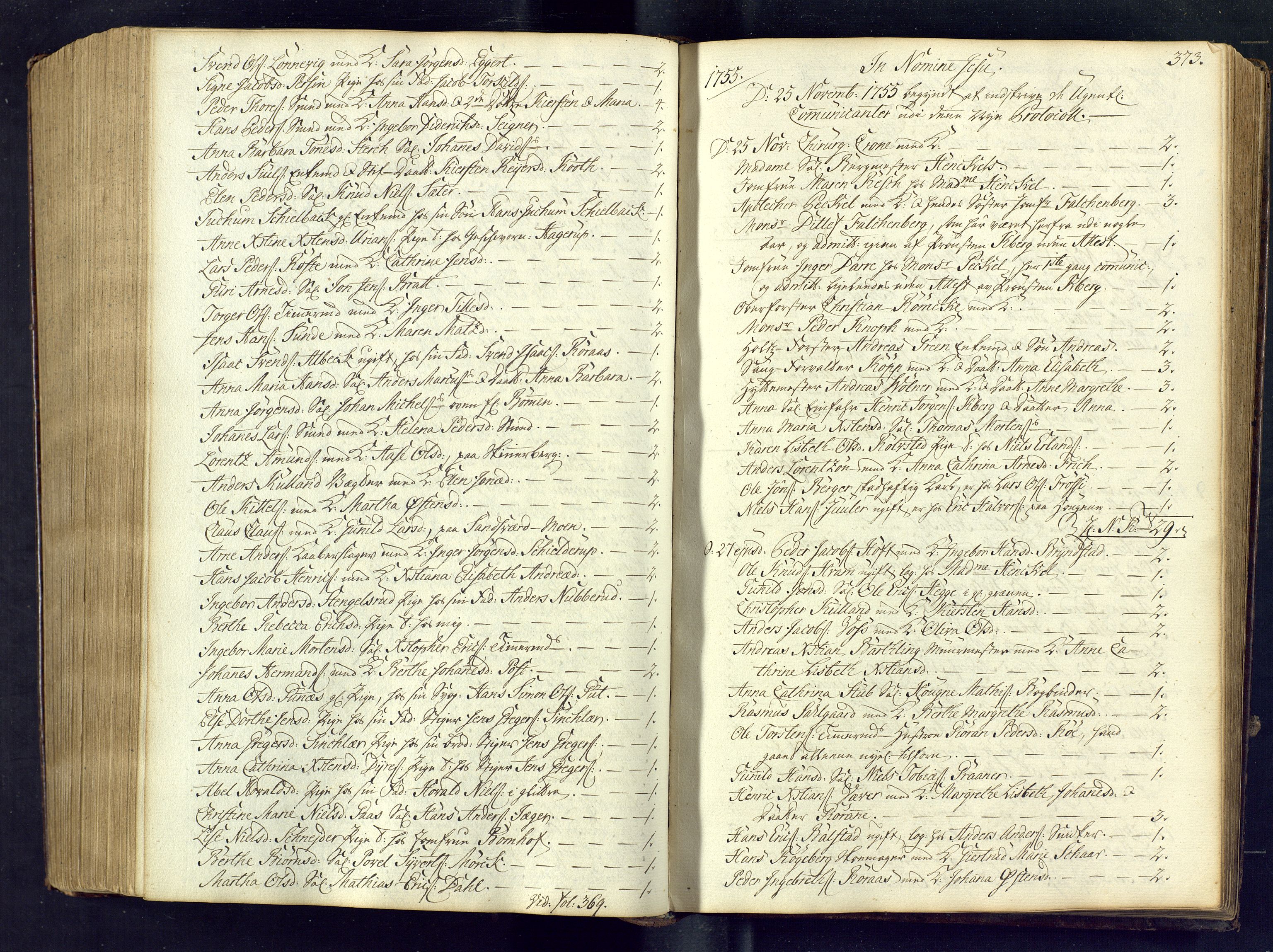 Kongsberg kirkebøker, SAKO/A-22/M/Ma/L0005: Communicants register no. 5, 1755-1761, p. 373