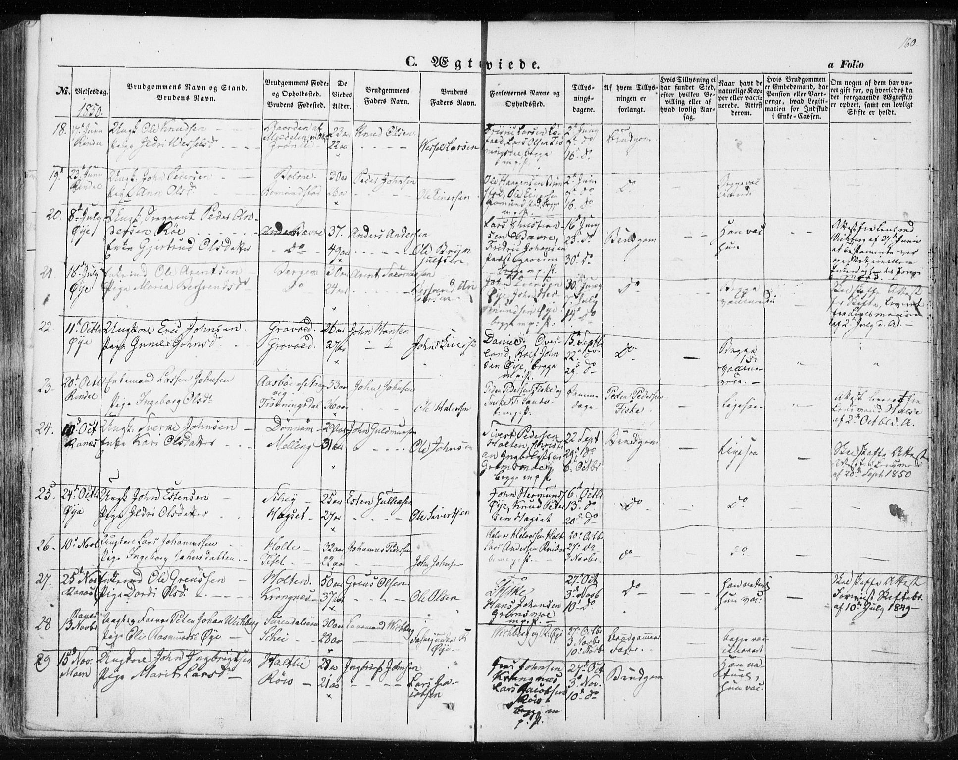 Ministerialprotokoller, klokkerbøker og fødselsregistre - Møre og Romsdal, AV/SAT-A-1454/595/L1043: Parish register (official) no. 595A05, 1843-1851, p. 160