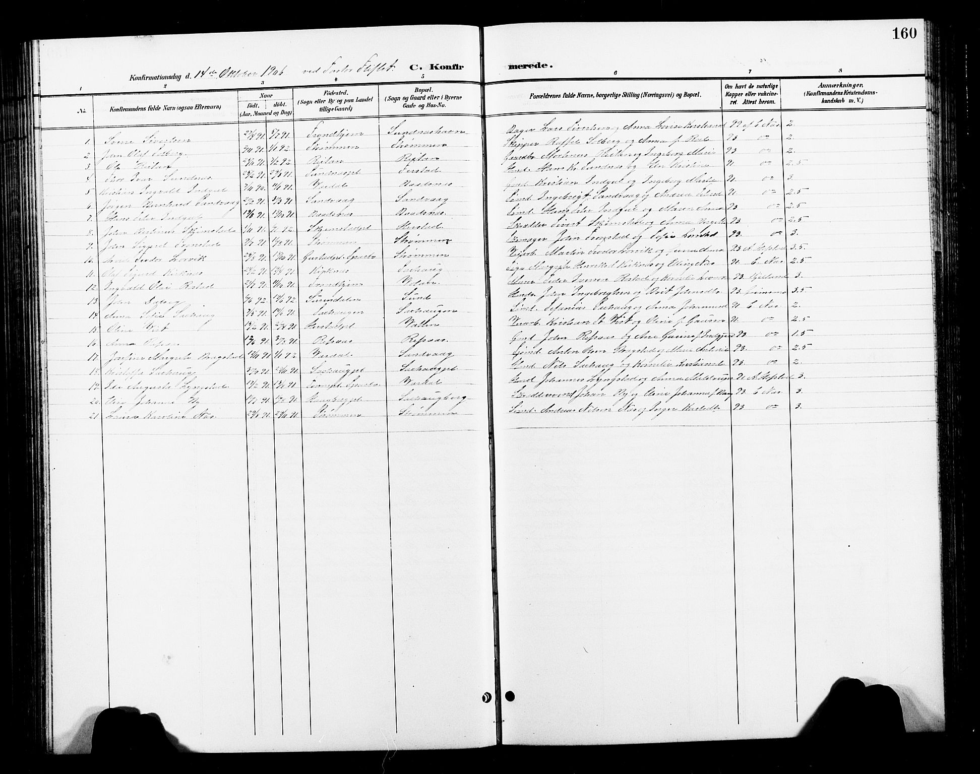 Ministerialprotokoller, klokkerbøker og fødselsregistre - Nord-Trøndelag, AV/SAT-A-1458/730/L0302: Parish register (copy) no. 730C05, 1898-1924, p. 160