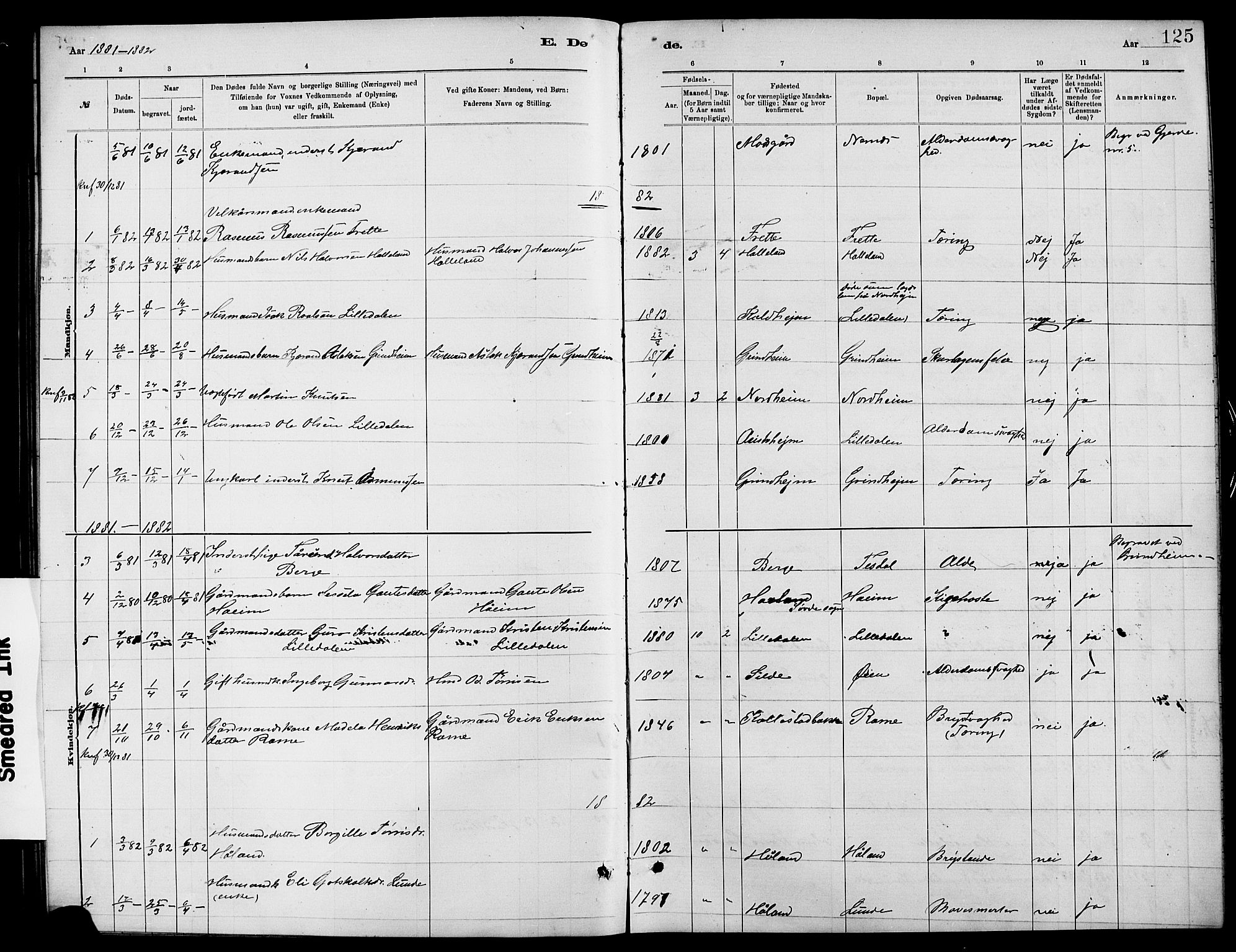 Etne sokneprestembete, SAB/A-75001/H/Hab: Parish register (copy) no. C 4, 1879-1896, p. 125