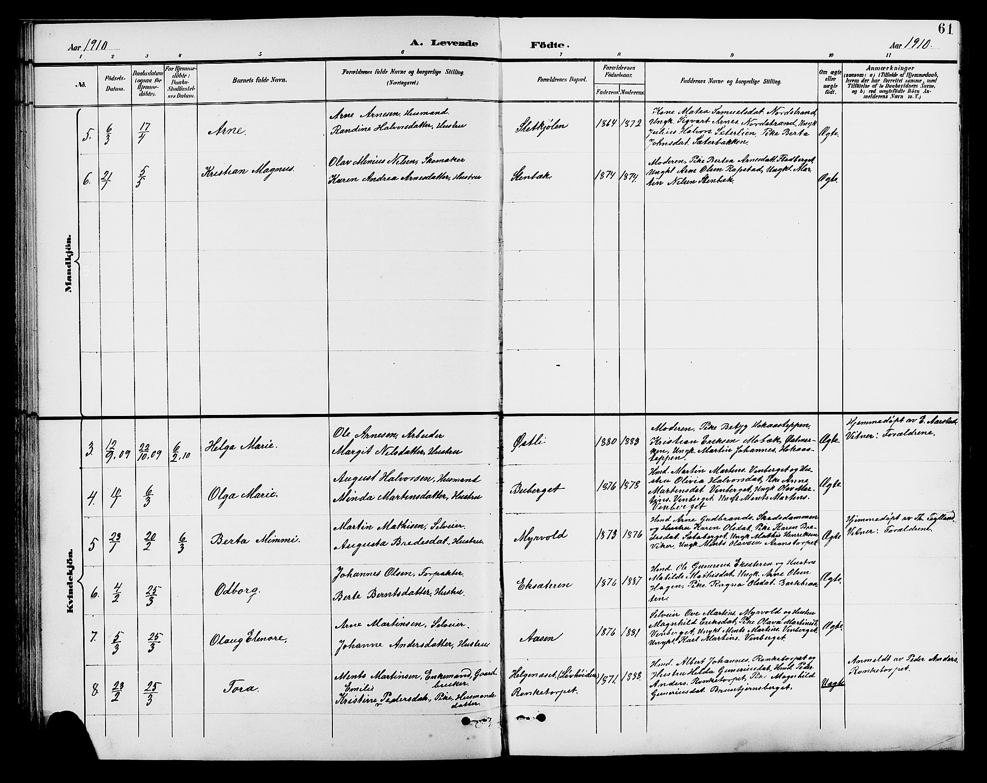 Brandval prestekontor, AV/SAH-PREST-034/H/Ha/Hab/L0001: Parish register (copy) no. 1, 1895-1910, p. 61