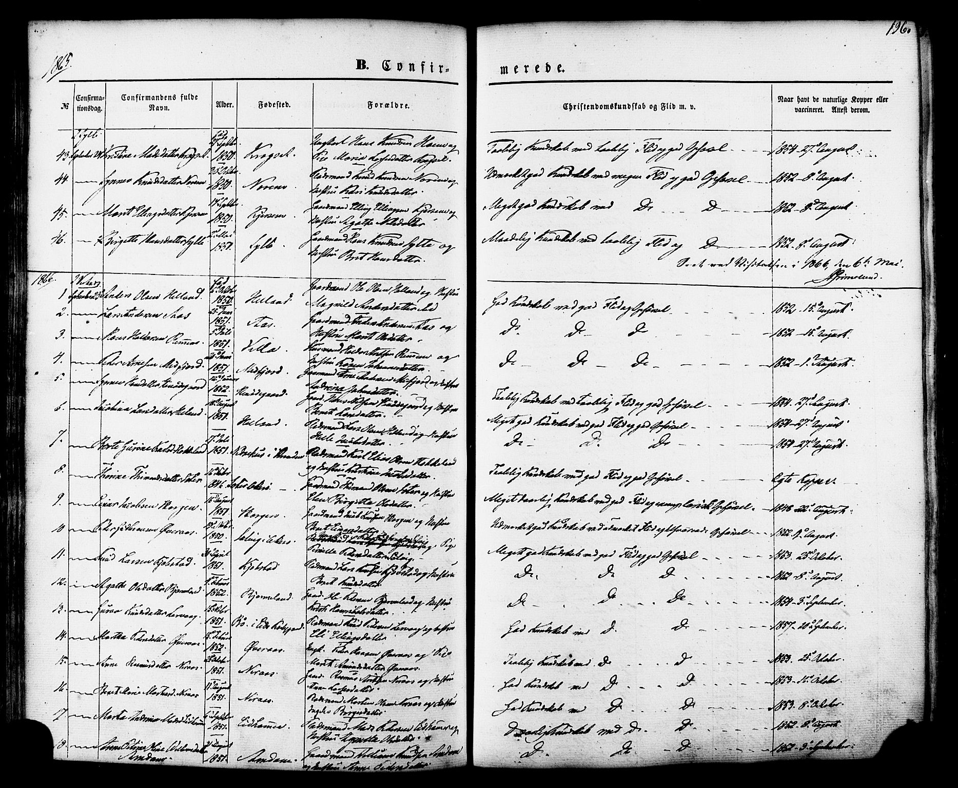 Ministerialprotokoller, klokkerbøker og fødselsregistre - Møre og Romsdal, SAT/A-1454/539/L0529: Parish register (official) no. 539A02, 1848-1872, p. 196