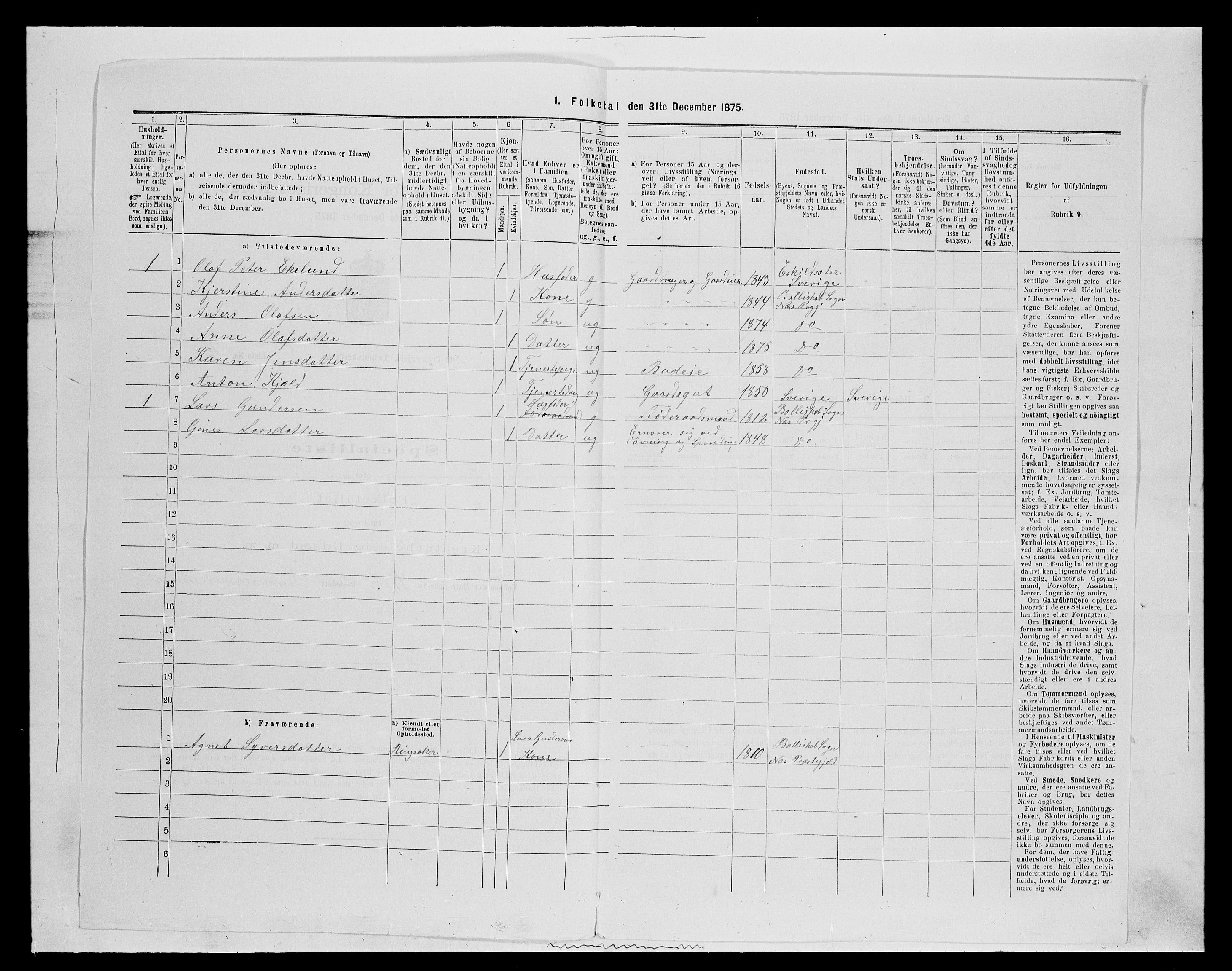 SAH, 1875 census for 0411P Nes, 1875, p. 795