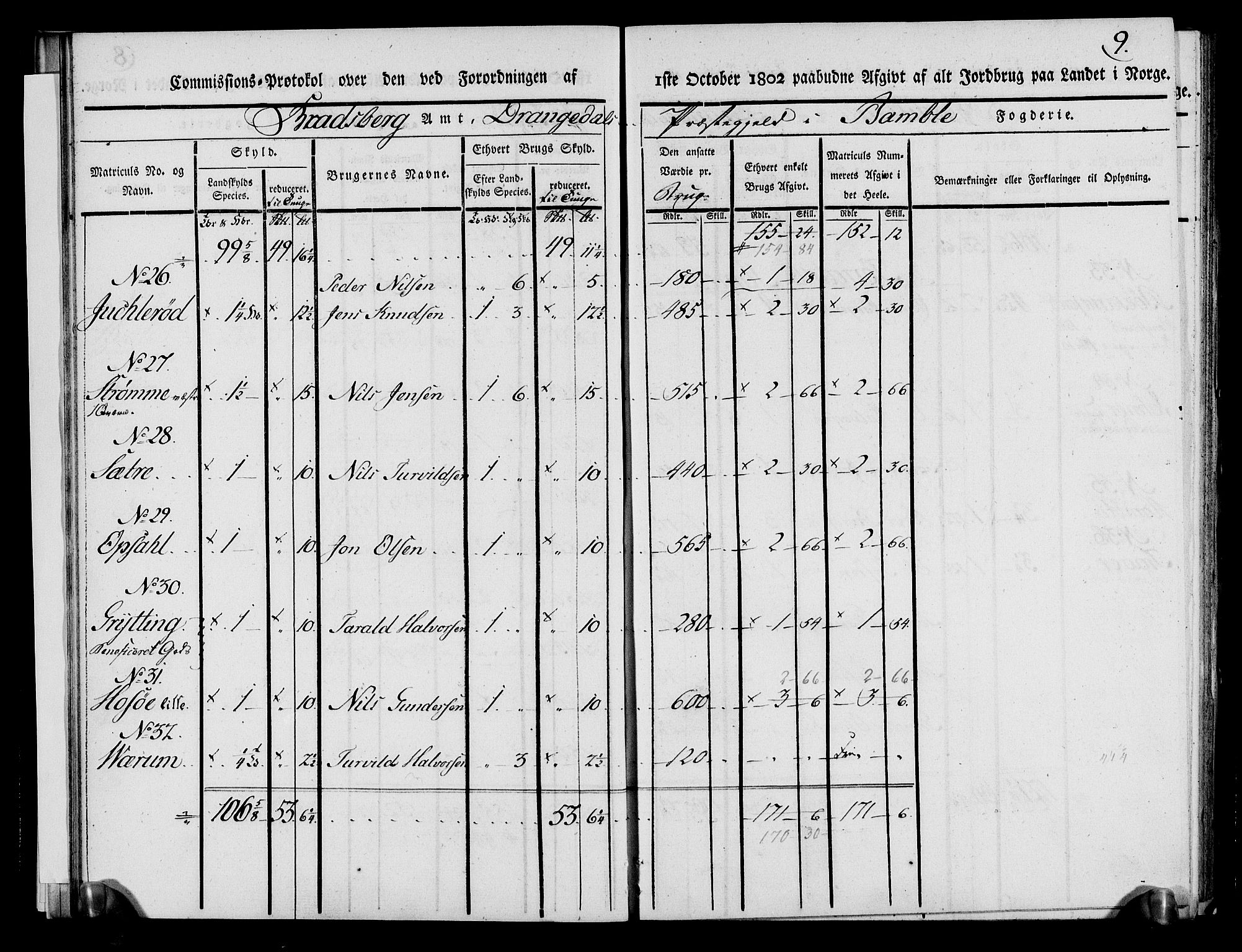 Rentekammeret inntil 1814, Realistisk ordnet avdeling, AV/RA-EA-4070/N/Ne/Nea/L0068: og 0069: Nedre Telemarken og Bamble fogderi. Kommisjonsprotokoll for Drangedal, Sannidal, Bamble og Eidanger prestegjeld., 1803, p. 14