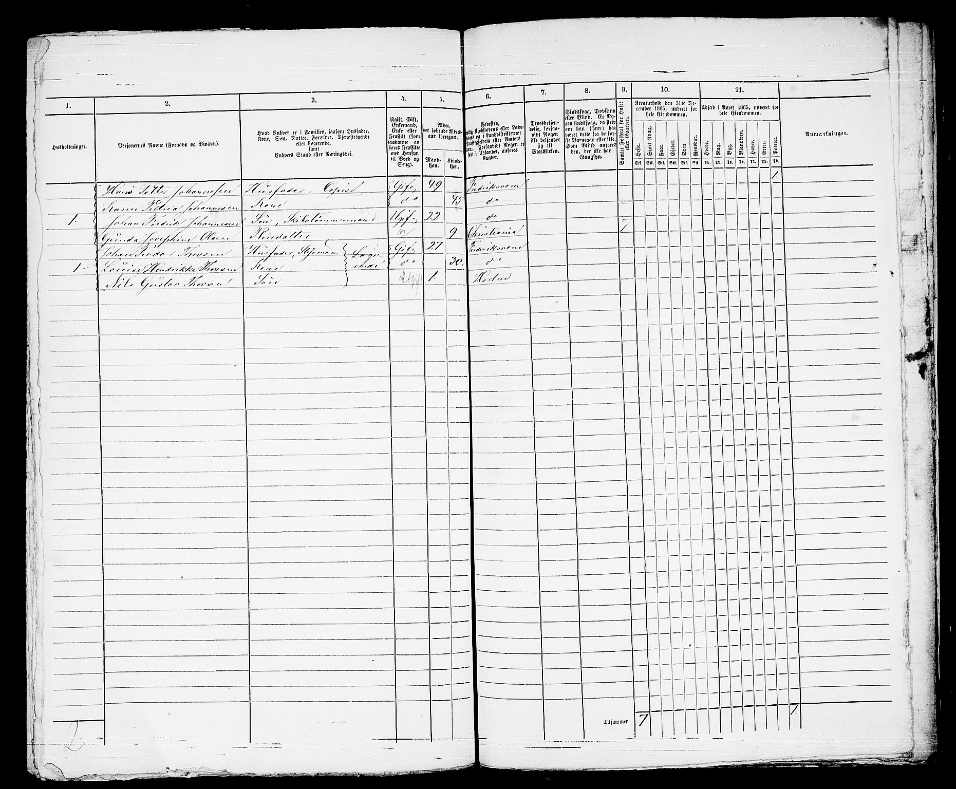RA, 1865 census for Horten, 1865, p. 820