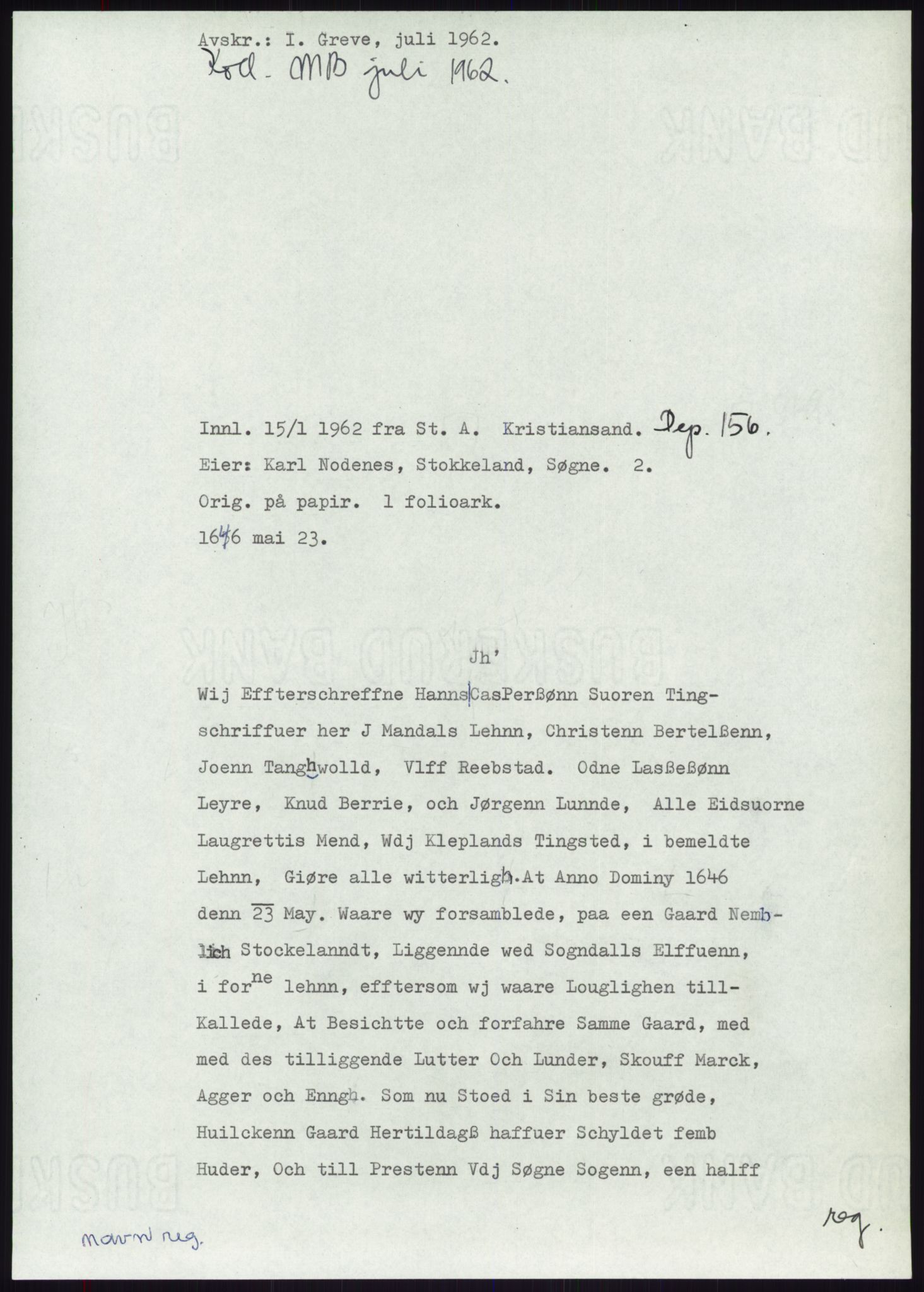 Samlinger til kildeutgivelse, Diplomavskriftsamlingen, AV/RA-EA-4053/H/Ha, p. 2046