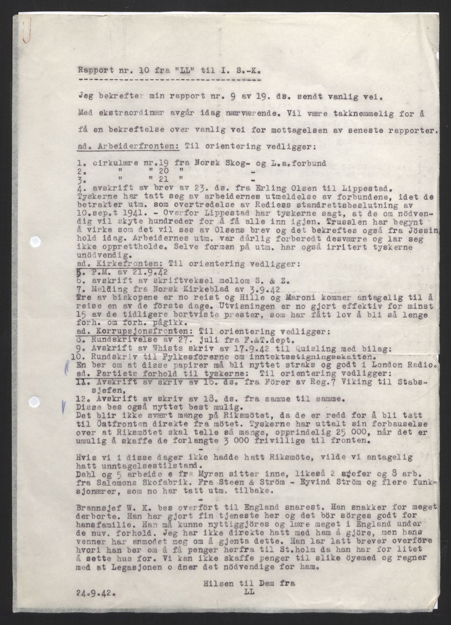 Forsvaret, Forsvarets overkommando, RA/RAFA-1920/Da/L0079: Etterretningsrapporter, 1942, p. 93