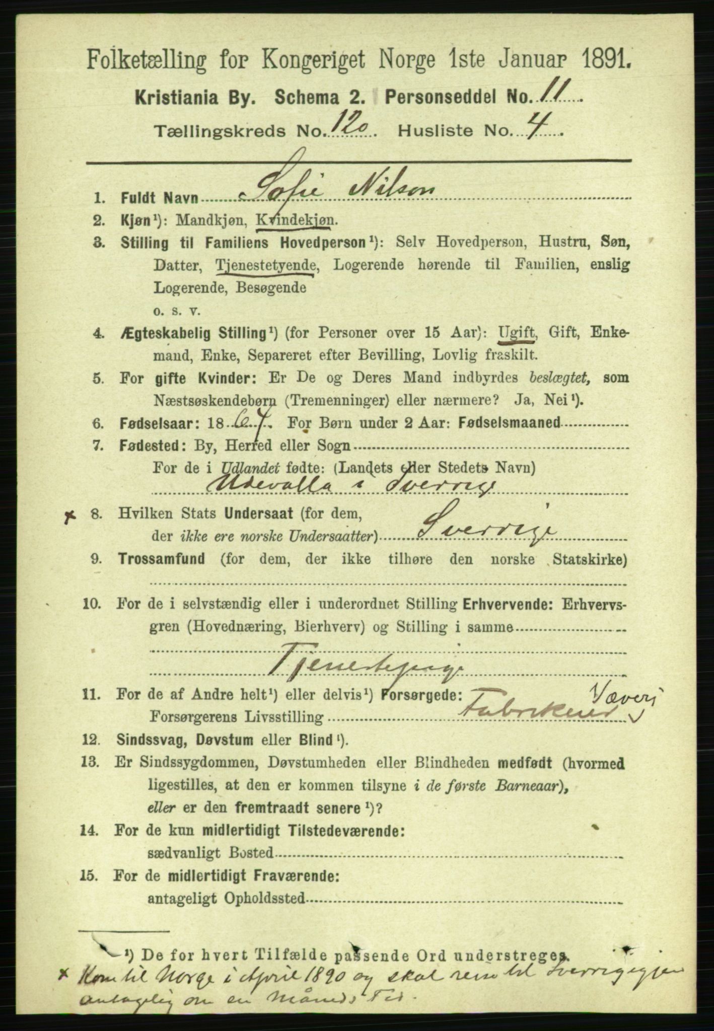 RA, 1891 census for 0301 Kristiania, 1891, p. 64053