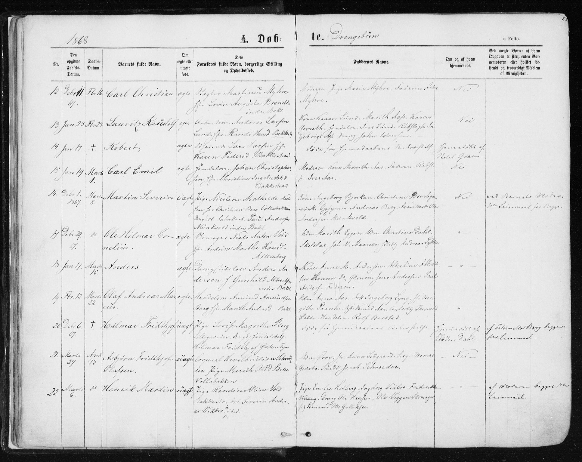 Ministerialprotokoller, klokkerbøker og fødselsregistre - Sør-Trøndelag, AV/SAT-A-1456/604/L0186: Parish register (official) no. 604A07, 1866-1877, p. 23