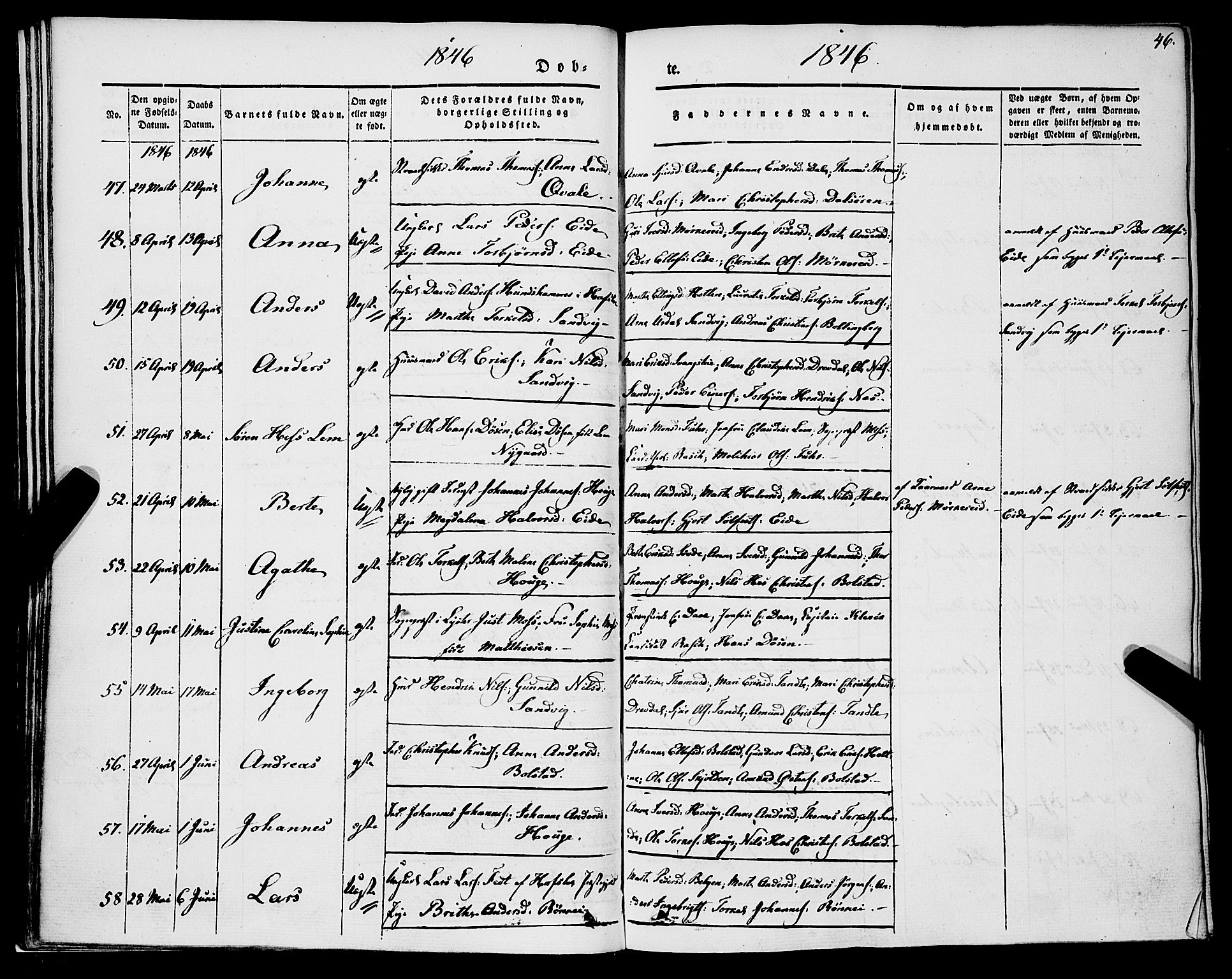 Luster sokneprestembete, AV/SAB-A-81101/H/Haa/Haaa/L0006: Parish register (official) no. A 6, 1840-1848, p. 46