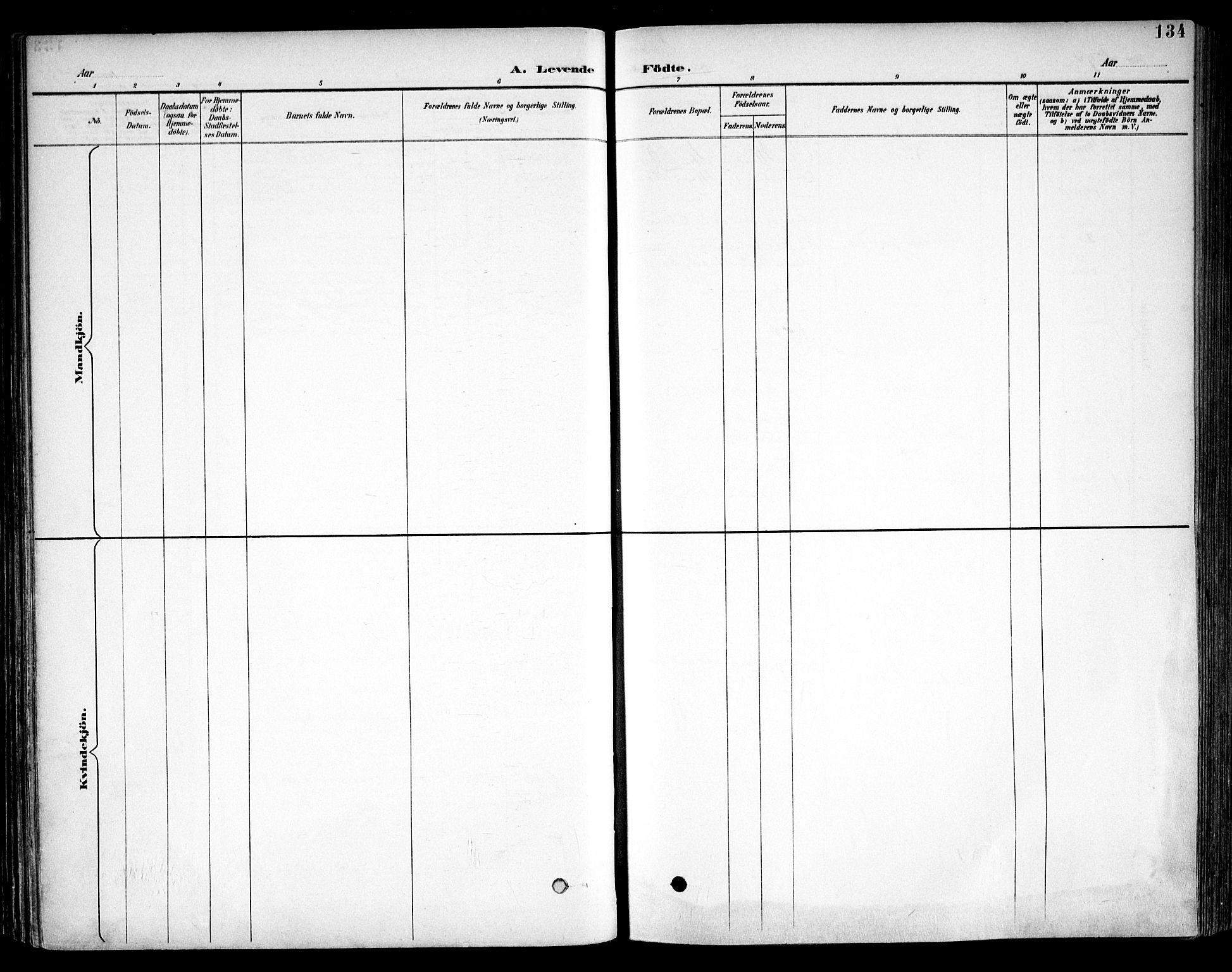 Kråkstad prestekontor Kirkebøker, SAO/A-10125a/F/Fb/L0002: Parish register (official) no. II 2, 1893-1917, p. 134