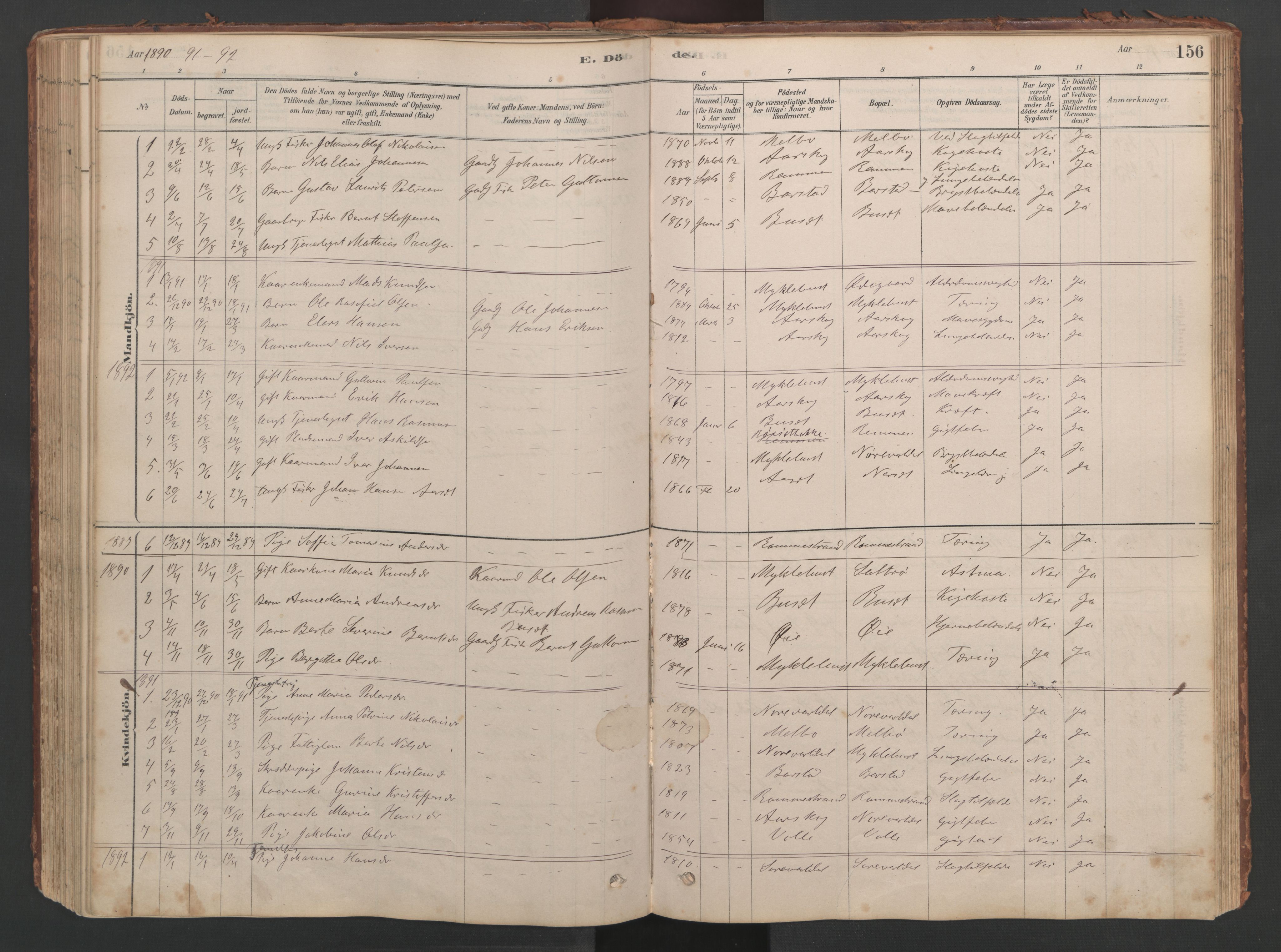 Ministerialprotokoller, klokkerbøker og fødselsregistre - Møre og Romsdal, SAT/A-1454/514/L0201: Parish register (copy) no. 514C01, 1878-1919, p. 156